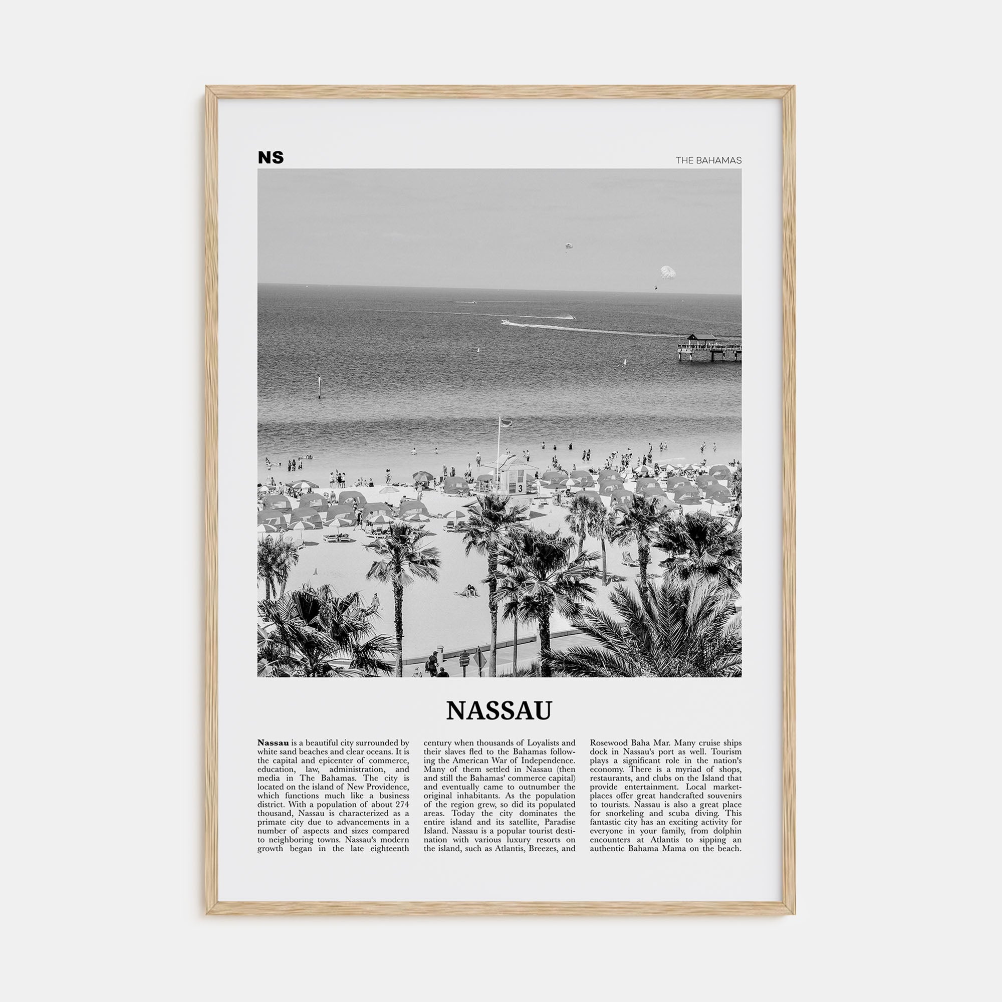 Nassau Travel B&W Poster