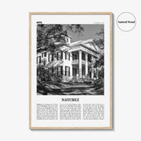 Natchez Print Black and White, Natchez Wall Art, Natchez Poster, Natchez Photo, Natchez Wall Décor, Natchez Map, Mississippi, USA
