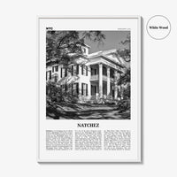 Natchez Print Black and White, Natchez Wall Art, Natchez Poster, Natchez Photo, Natchez Wall Décor, Natchez Map, Mississippi, USA