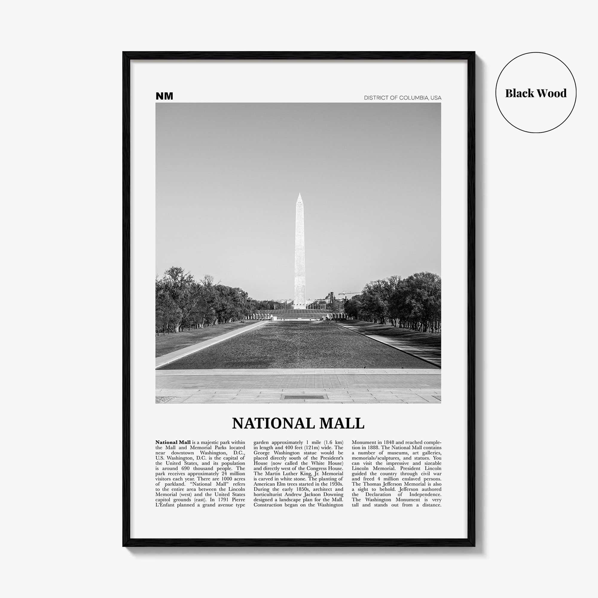 National Mall Print Black and White, National Mall Wall Art, National Mall Poster, National Mall Photo, National Mall Wall Décor