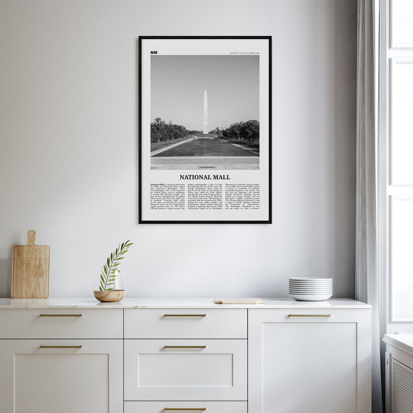 National Mall Travel B&W Poster