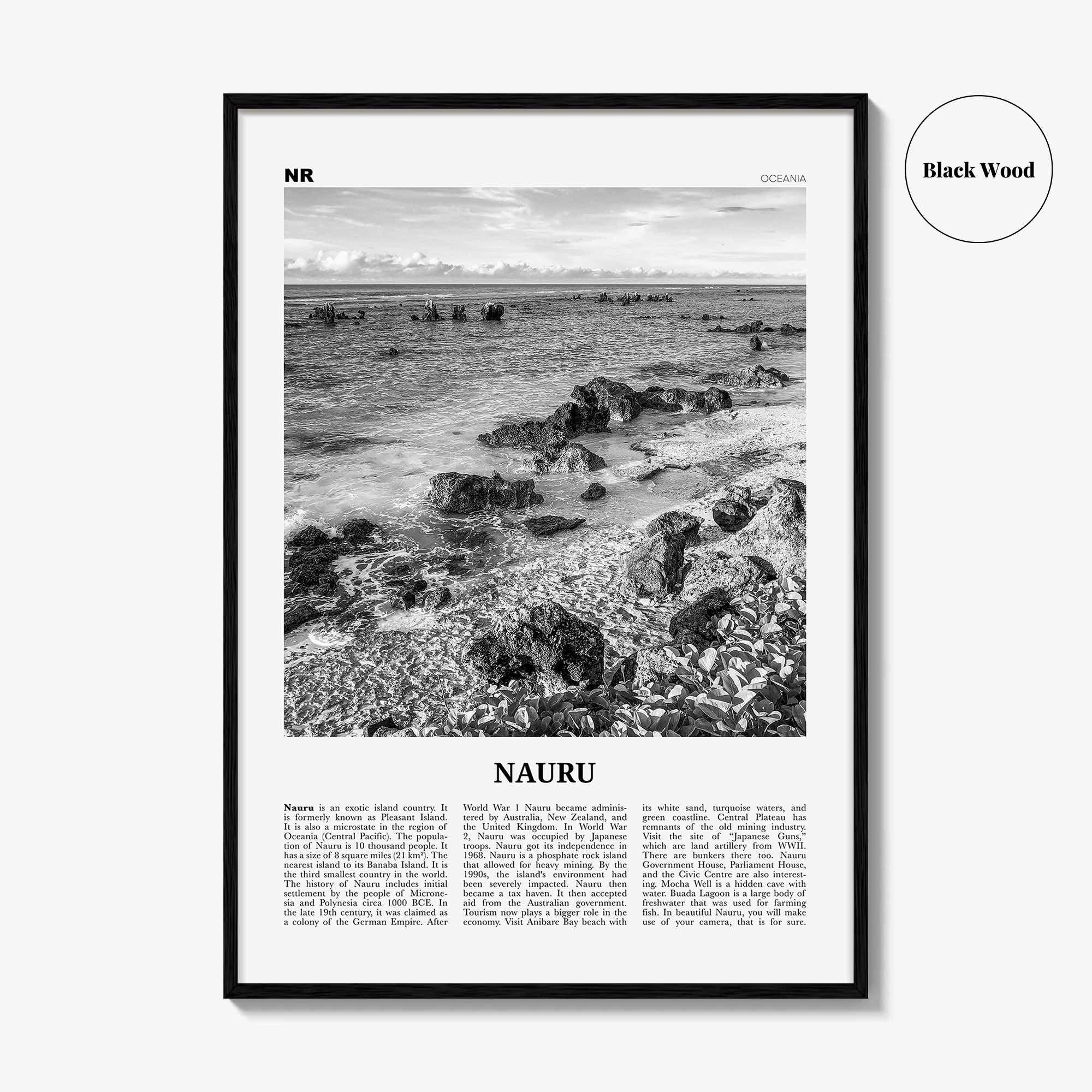 Nauru Print Black and White, Nauru Wall Art, Nauru Poster, Nauru Photo, Nauru Wall Décor, Oceania