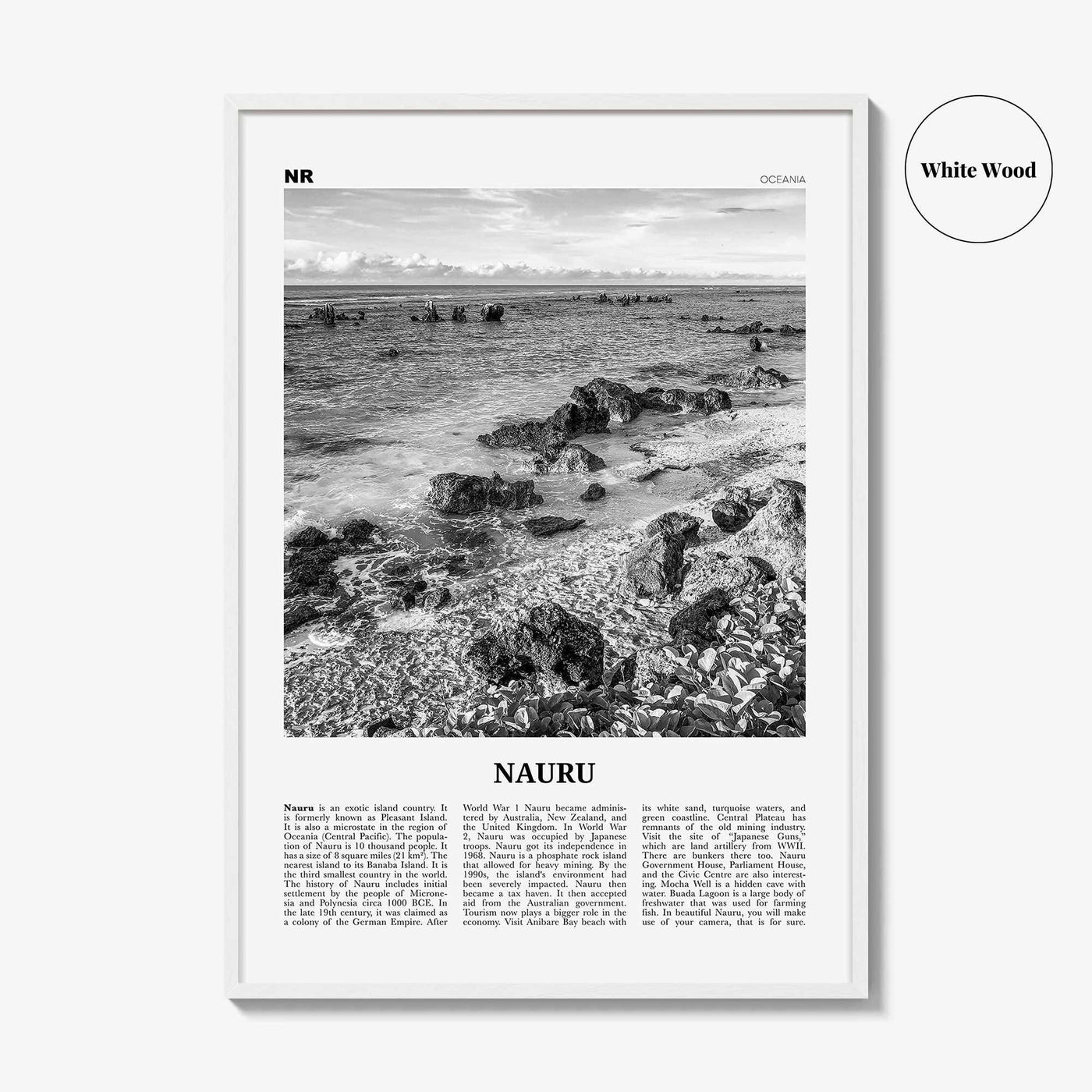 Nauru Print Black and White, Nauru Wall Art, Nauru Poster, Nauru Photo, Nauru Wall Décor, Oceania