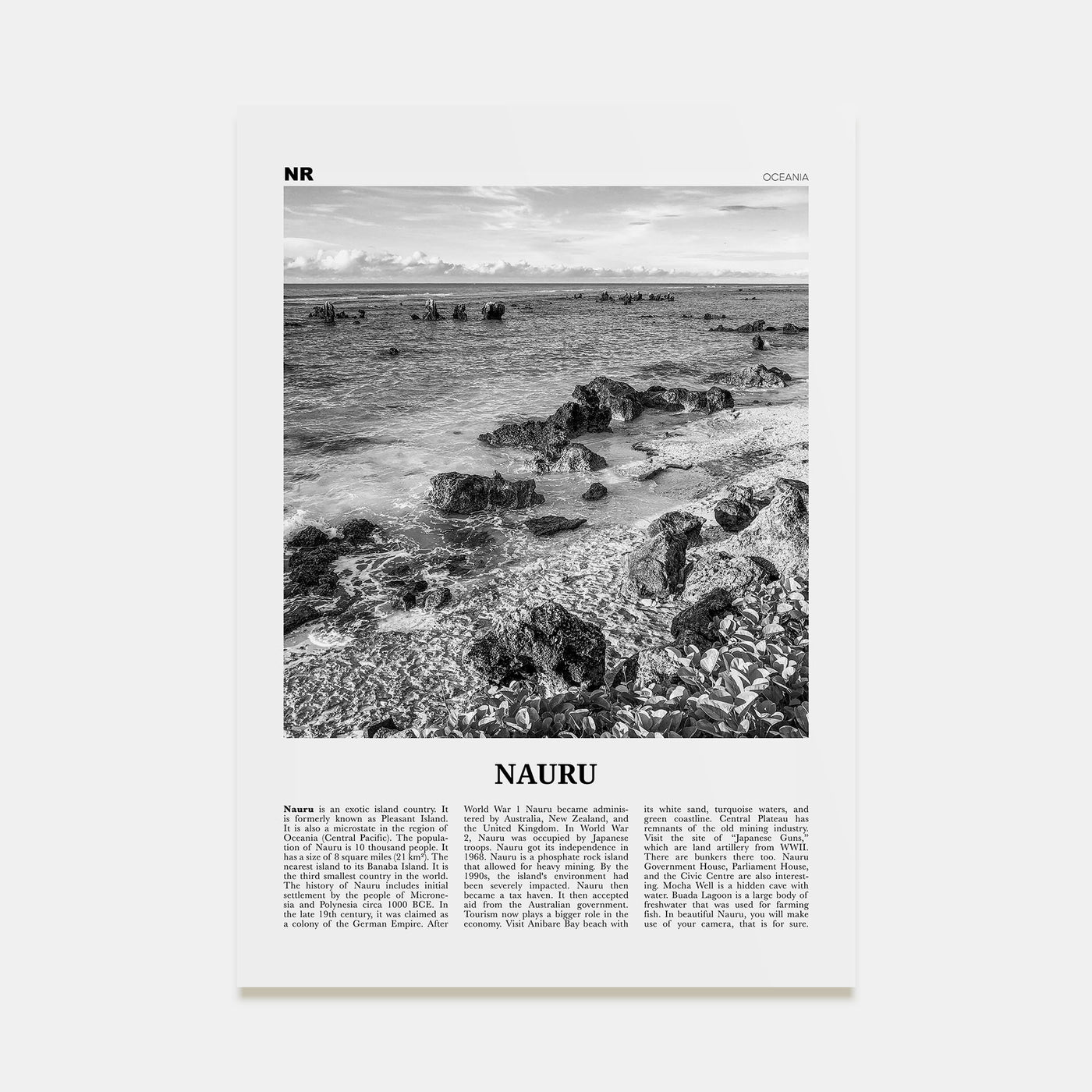 Nauru Travel B&W Poster