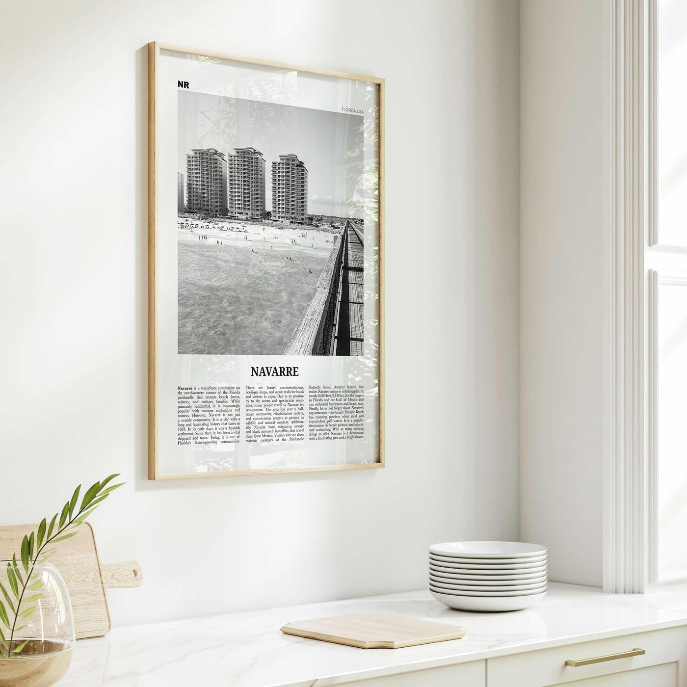 Navarre Print Black and White, Navarre Wall Art, Navarre Poster, Navarre Photo, Navarre Map, Navarre Wall Decor, Florida, USA, United States