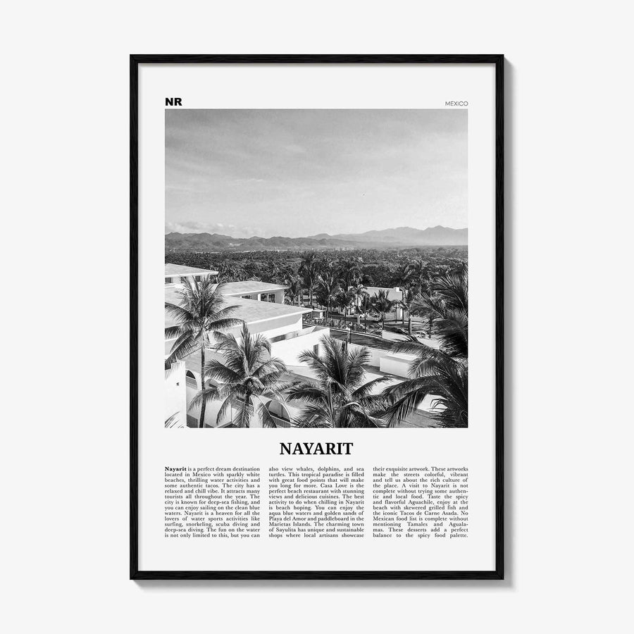 Nayarit Print Black and White, Nayarit Wall Art, Nayarit Poster, Nayarit Photo, Nayarit Wall Décor, Mexico, Tepic