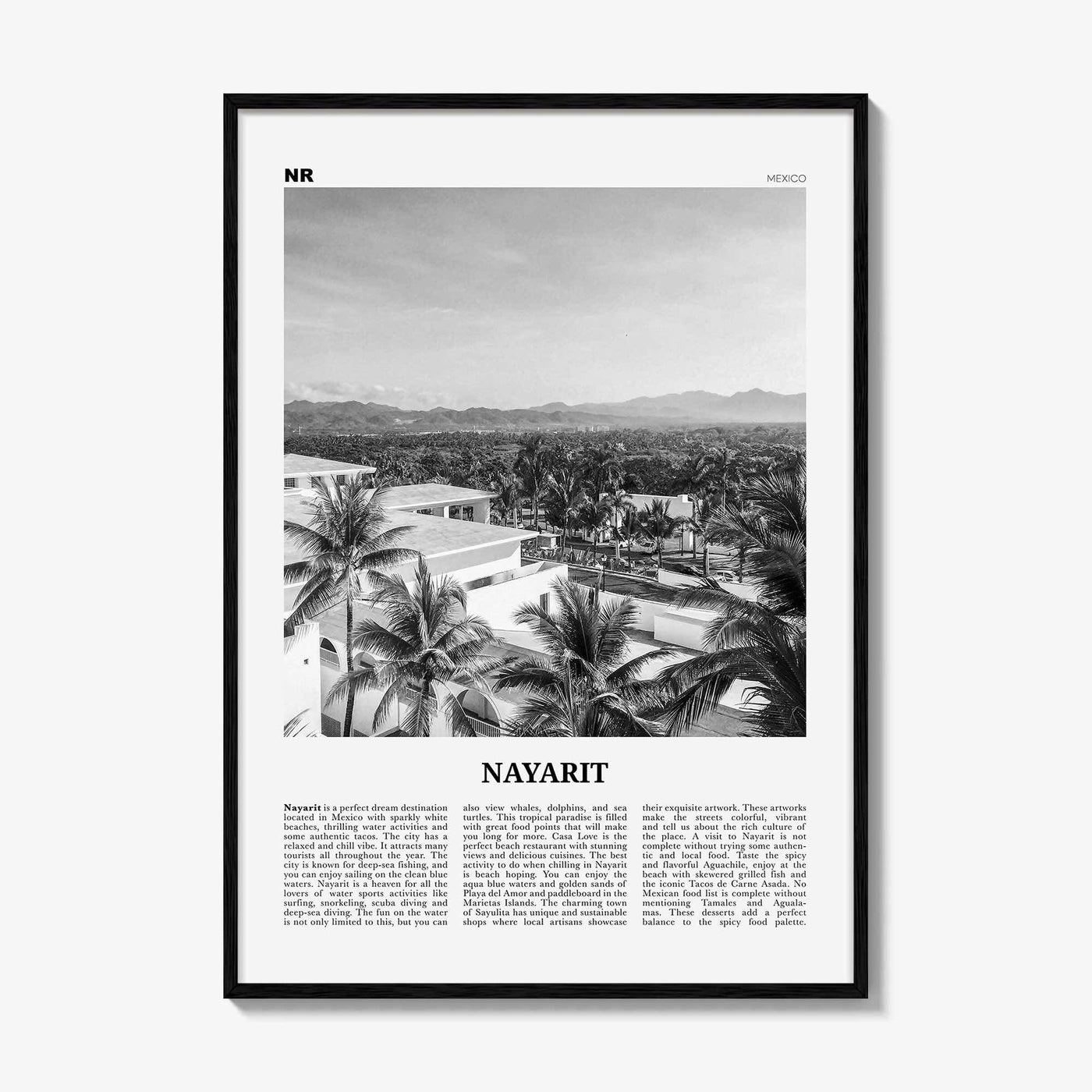 Nayarit Print Black and White, Nayarit Wall Art, Nayarit Poster, Nayarit Photo, Nayarit Wall Décor, Mexico, Tepic