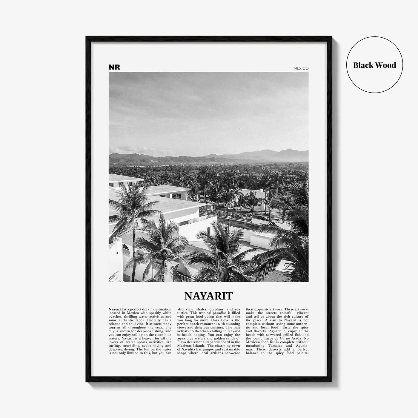 Nayarit Print Black and White, Nayarit Wall Art, Nayarit Poster, Nayarit Photo, Nayarit Wall Décor, Mexico, Tepic