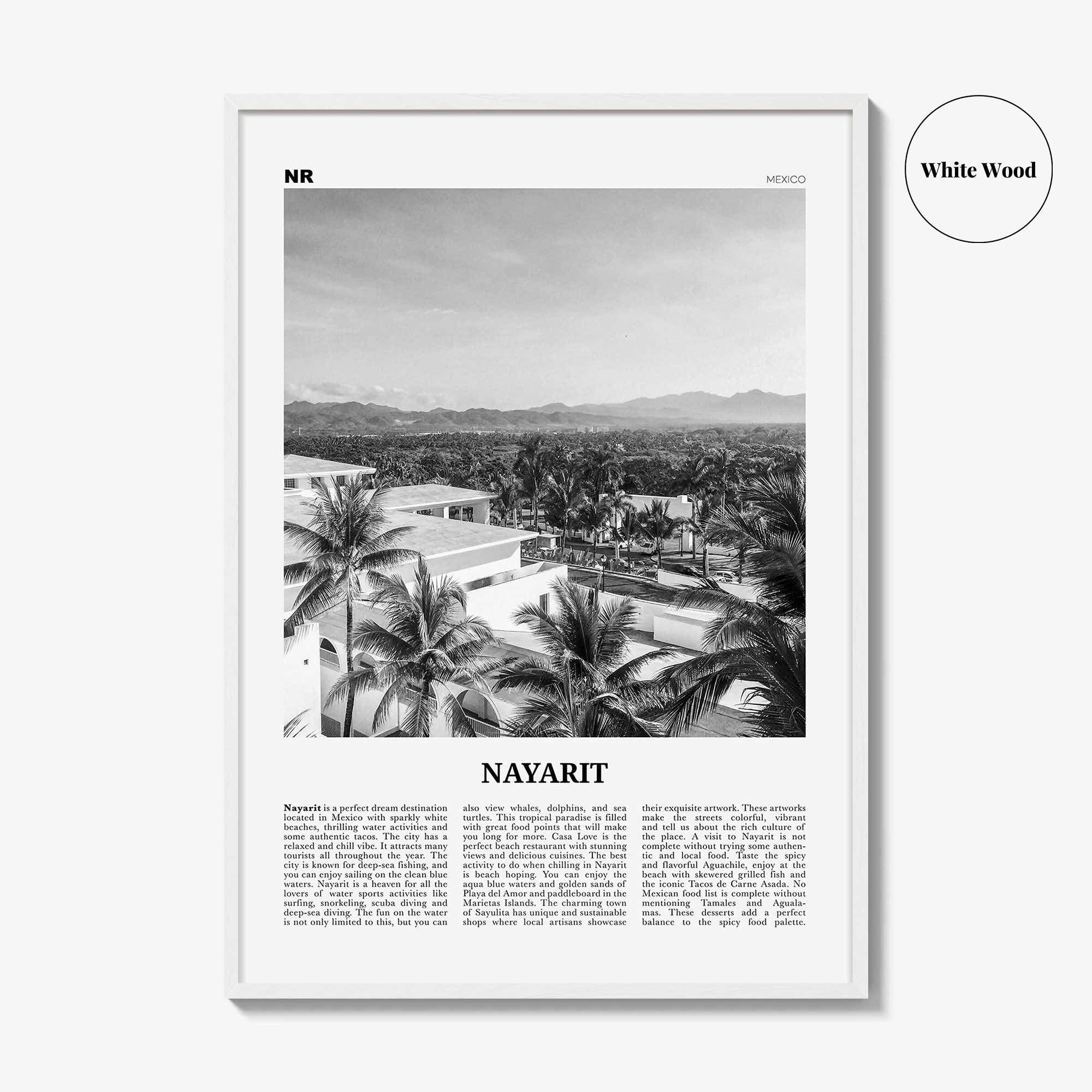 Nayarit Print Black and White, Nayarit Wall Art, Nayarit Poster, Nayarit Photo, Nayarit Wall Décor, Mexico, Tepic