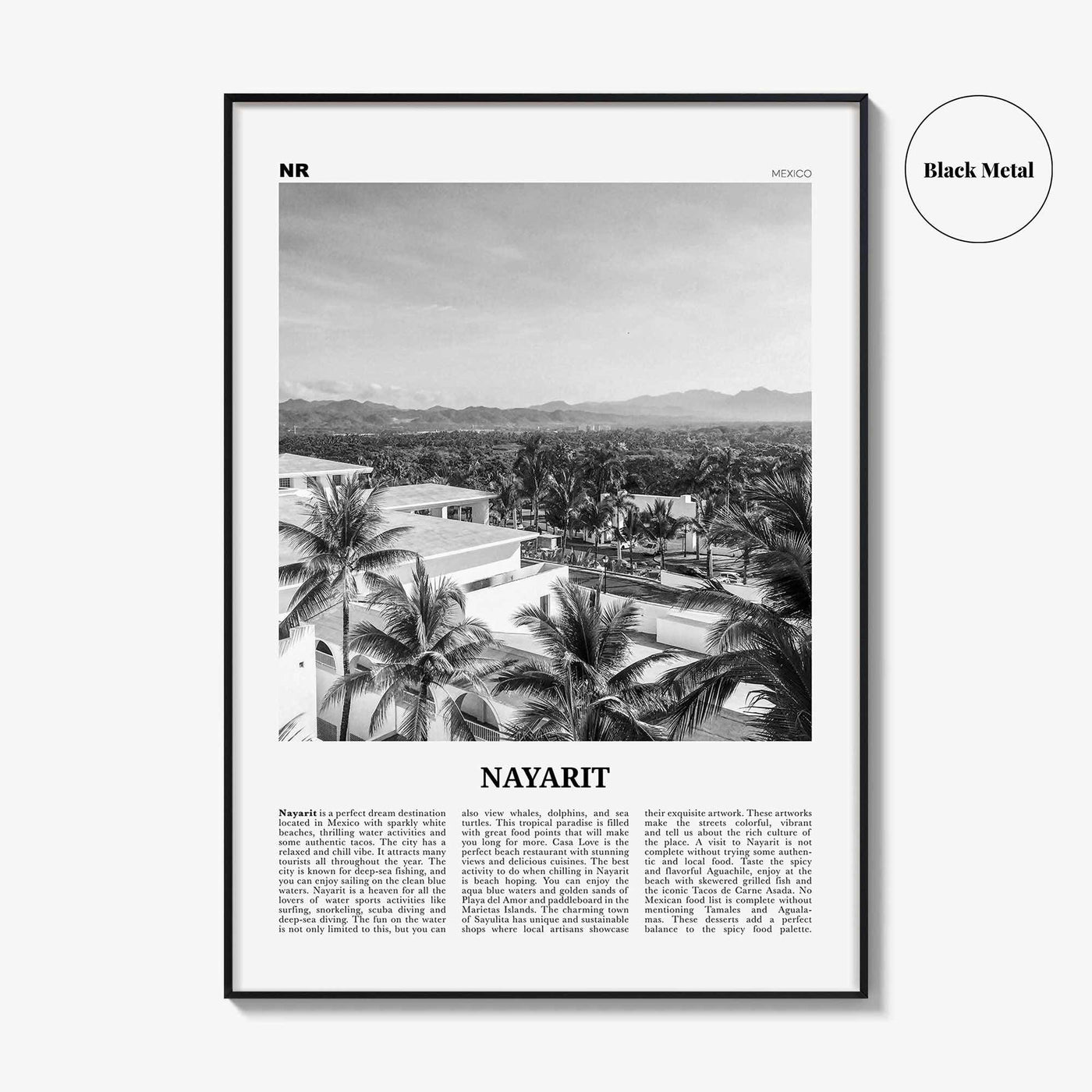 Nayarit Print Black and White, Nayarit Wall Art, Nayarit Poster, Nayarit Photo, Nayarit Wall Décor, Mexico, Tepic