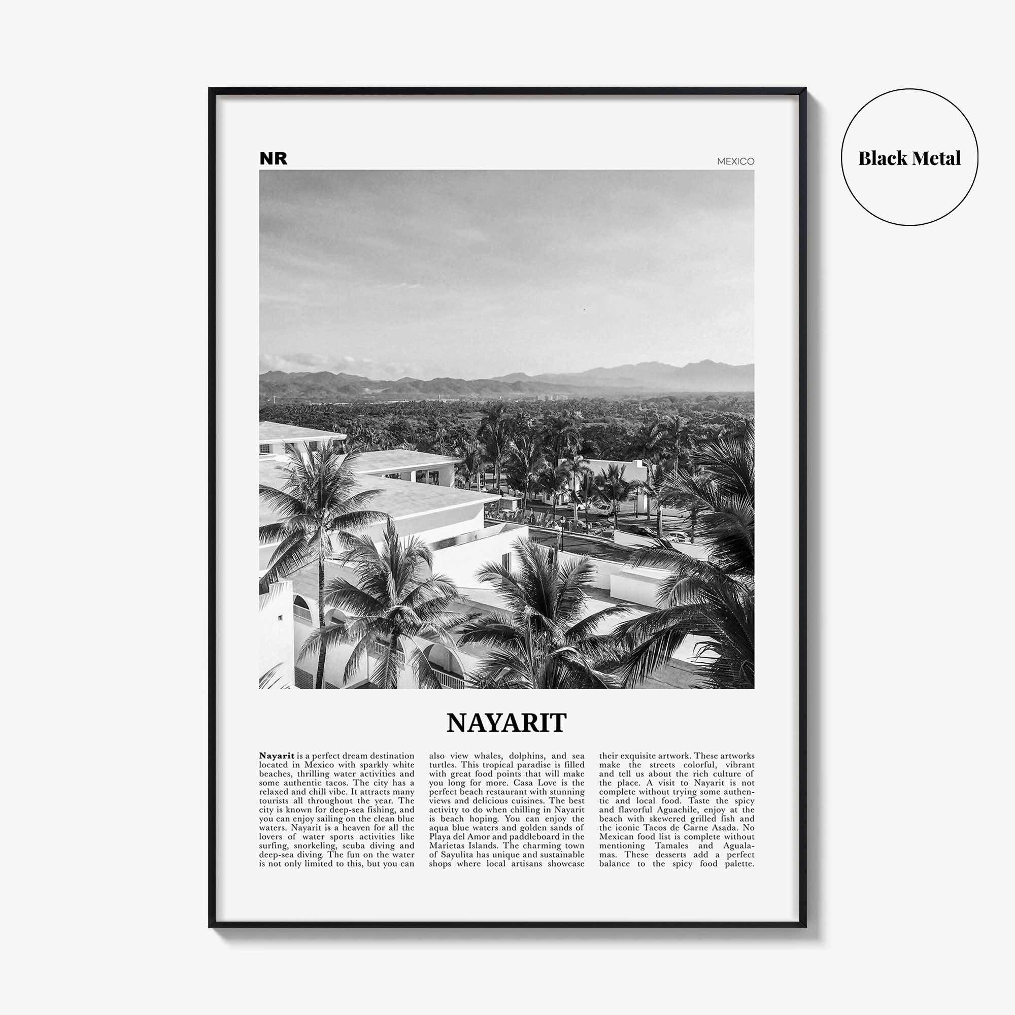 Nayarit Print Black and White, Nayarit Wall Art, Nayarit Poster, Nayarit Photo, Nayarit Wall Décor, Mexico, Tepic