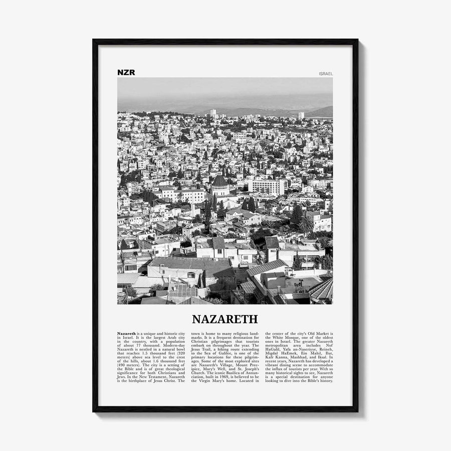 Nazareth Print Black and White No 1, Nazareth Wall Art, Nazareth Poster, Nazareth Photo, Nazareth Wall Décor, an-Nāṣira, Natzrat, Israel