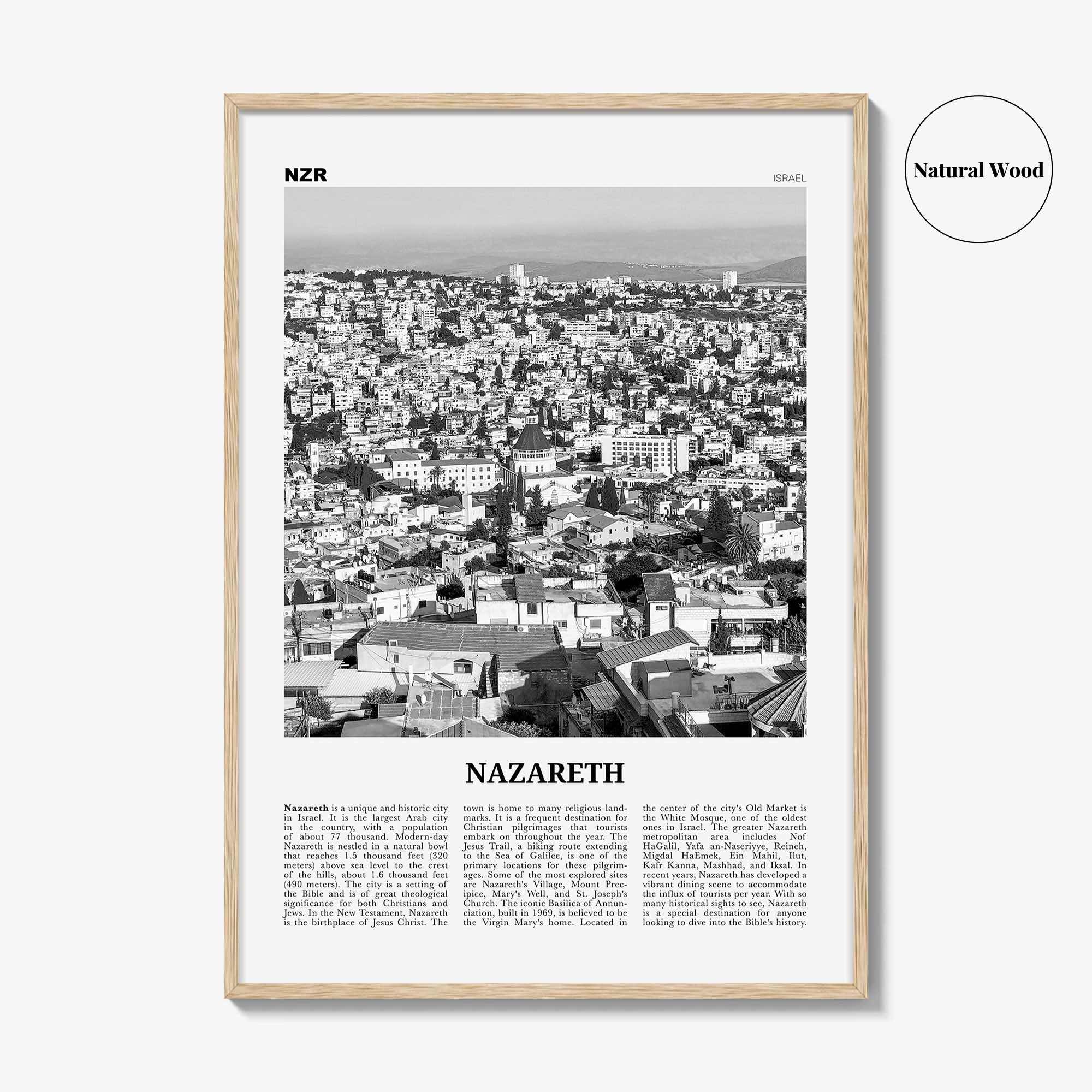 Nazareth Print Black and White No 1, Nazareth Wall Art, Nazareth Poster, Nazareth Photo, Nazareth Wall Décor, an-Nāṣira, Natzrat, Israel