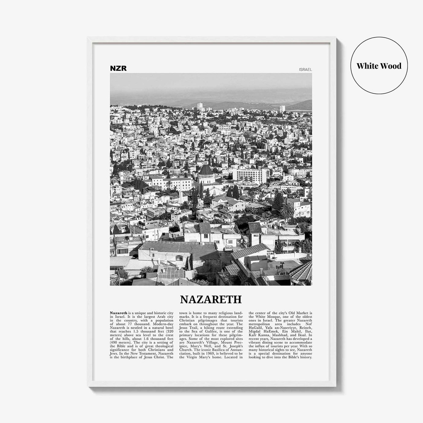 Nazareth Print Black and White No 1, Nazareth Wall Art, Nazareth Poster, Nazareth Photo, Nazareth Wall Décor, an-Nāṣira, Natzrat, Israel