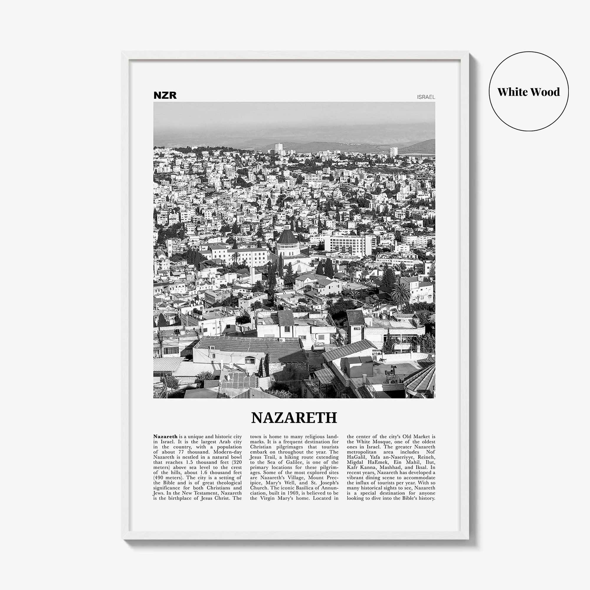 Nazareth Print Black and White No 1, Nazareth Wall Art, Nazareth Poster, Nazareth Photo, Nazareth Wall Décor, an-Nāṣira, Natzrat, Israel