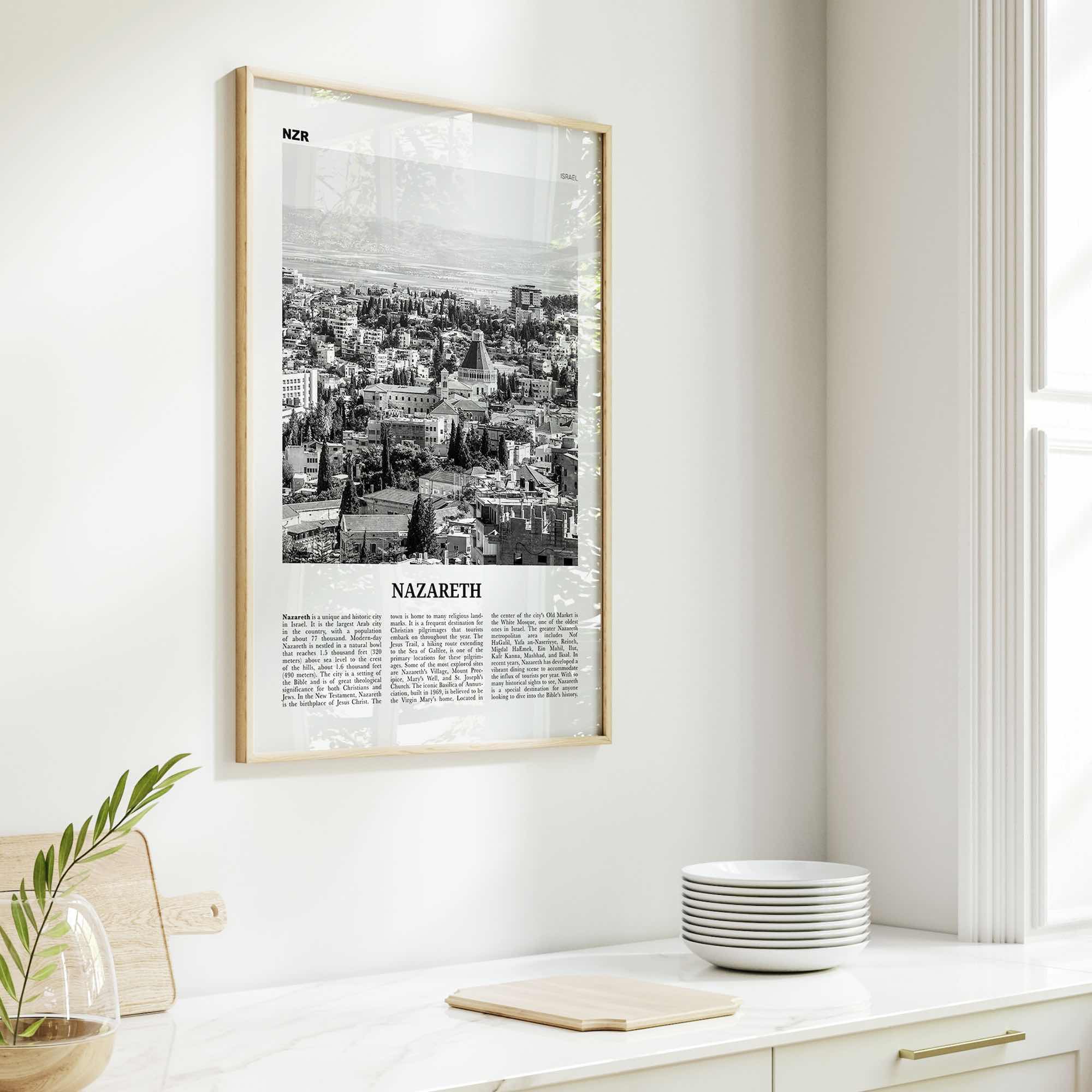 Nazareth Print Black and White No 2, Nazareth Wall Art, Nazareth Poster, Nazareth Photo, Nazareth Wall Décor, an-Nāṣira, Natzrat, Israel