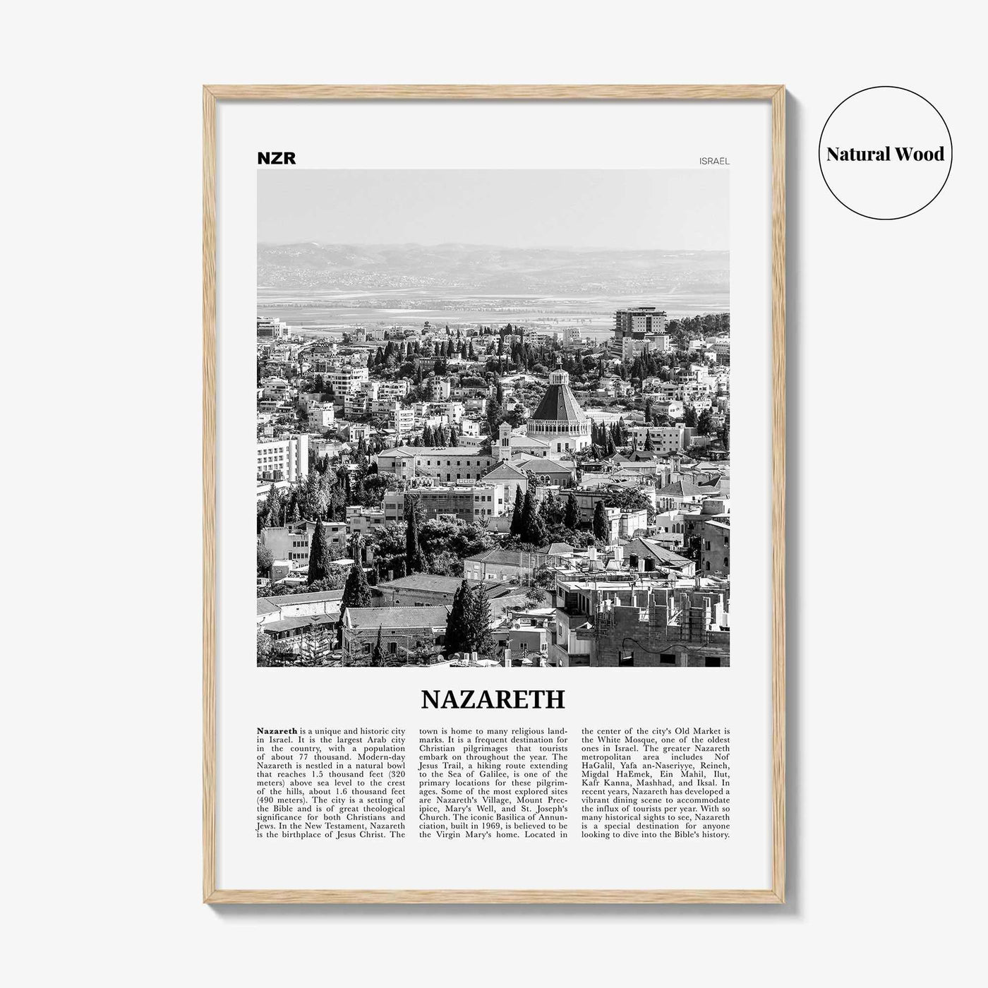 Nazareth Print Black and White No 2, Nazareth Wall Art, Nazareth Poster, Nazareth Photo, Nazareth Wall Décor, an-Nāṣira, Natzrat, Israel