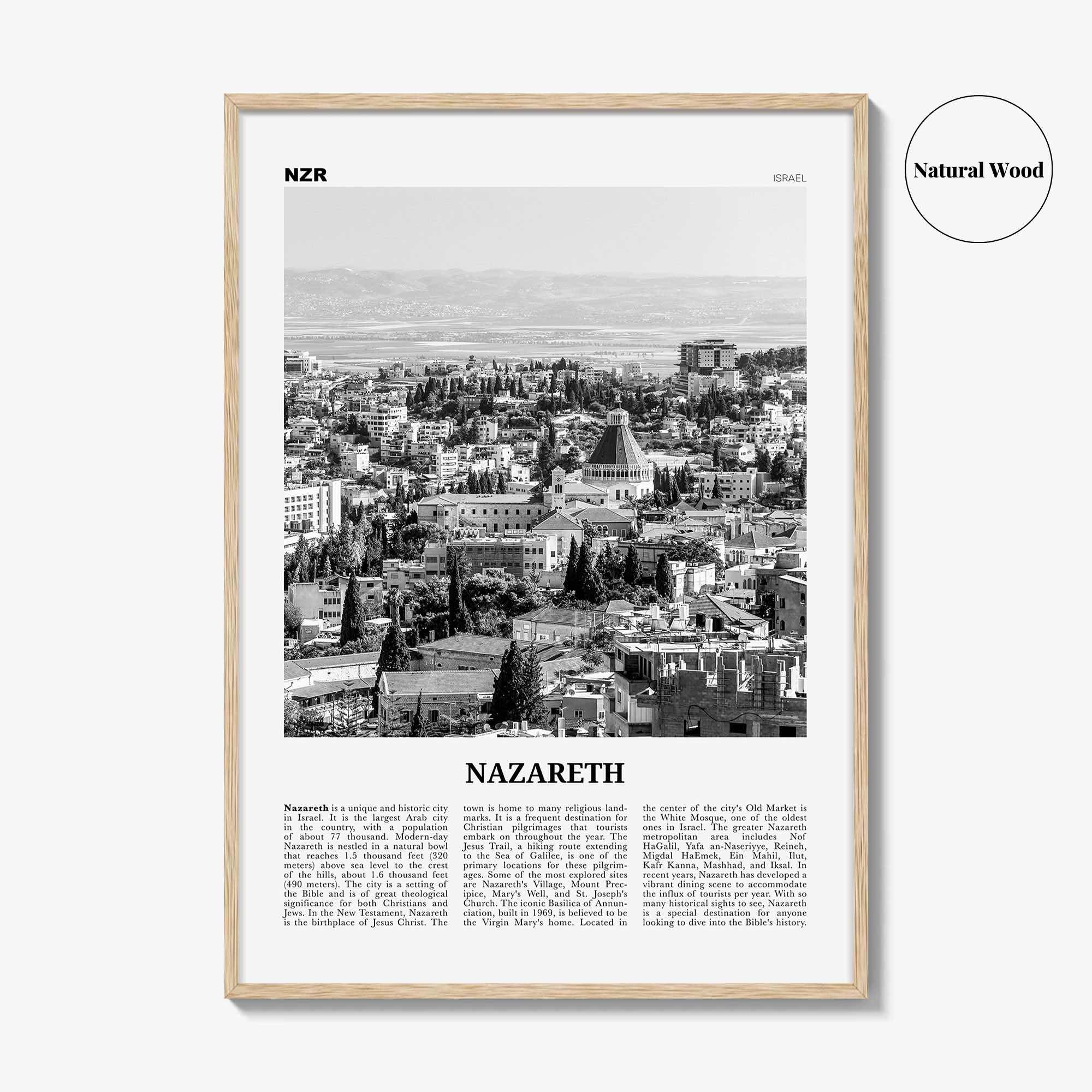 Nazareth Print Black and White No 2, Nazareth Wall Art, Nazareth Poster, Nazareth Photo, Nazareth Wall Décor, an-Nāṣira, Natzrat, Israel