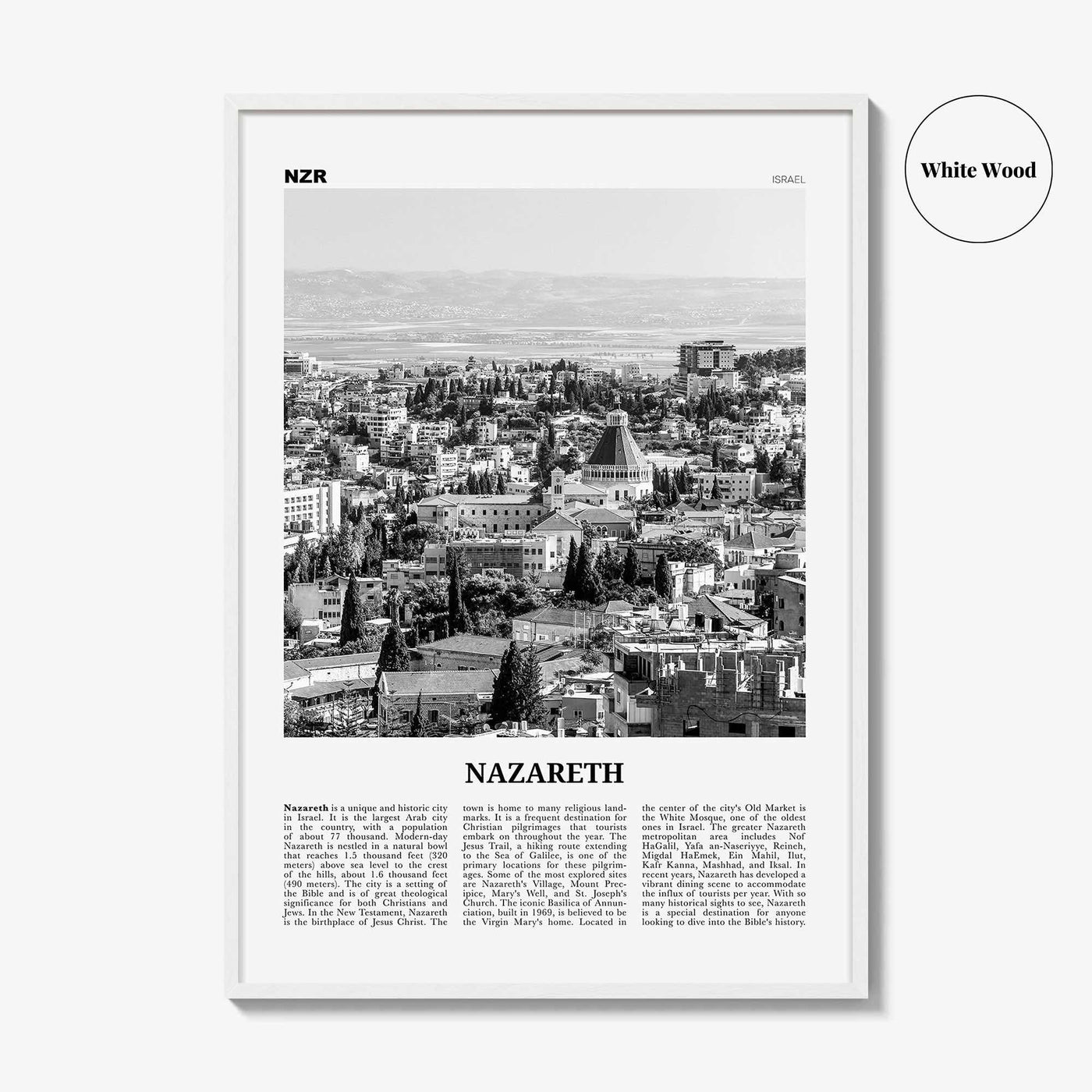 Nazareth Print Black and White No 2, Nazareth Wall Art, Nazareth Poster, Nazareth Photo, Nazareth Wall Décor, an-Nāṣira, Natzrat, Israel