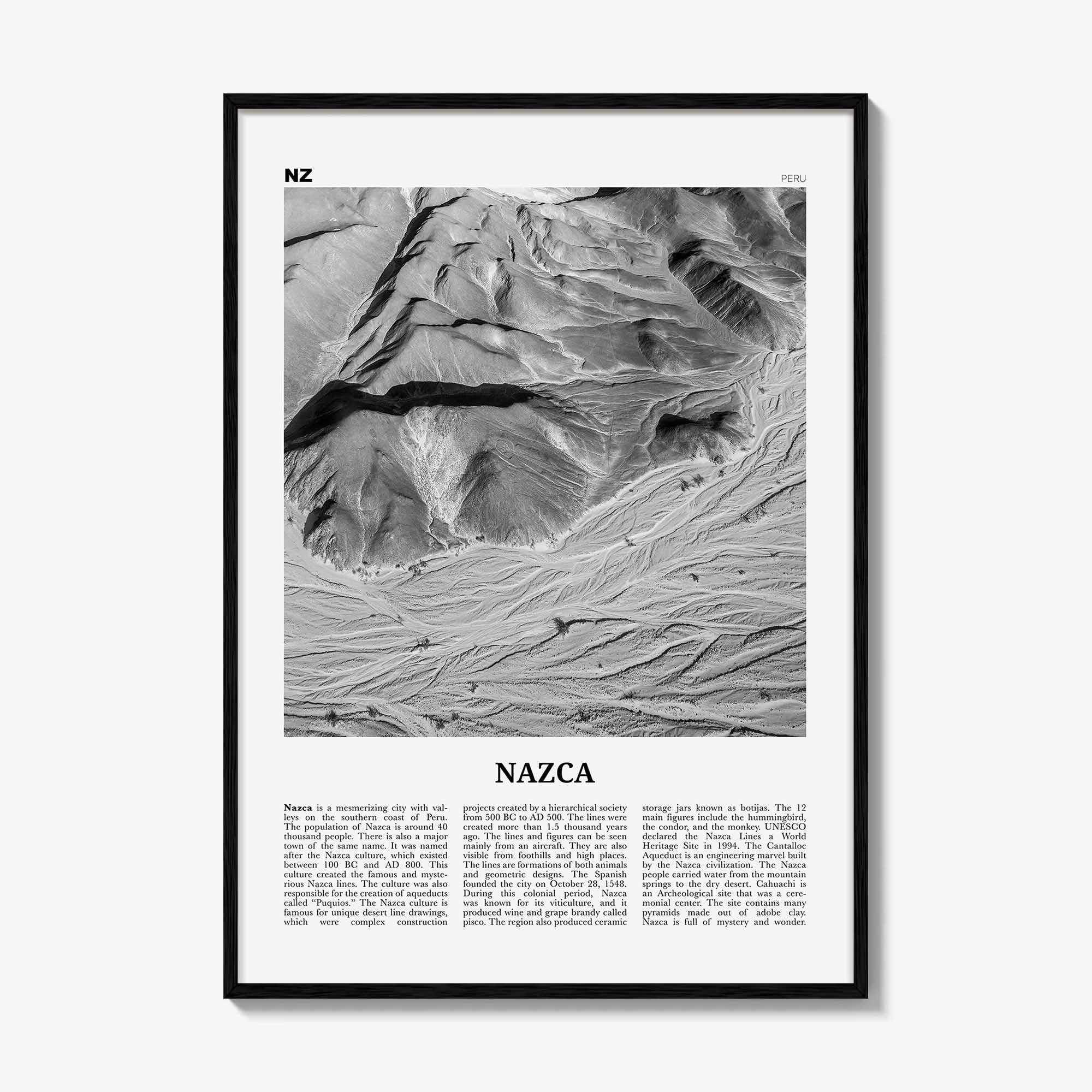 Nazca Print Black and White, Nazca Wall Art, Nazca Poster, Nazca Photo, Nazca Wall Décor, Peru