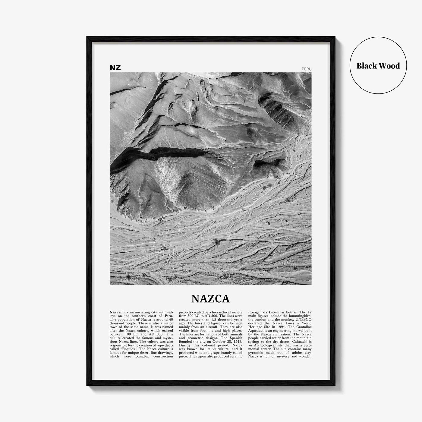 Nazca Print Black and White, Nazca Wall Art, Nazca Poster, Nazca Photo, Nazca Wall Décor, Peru