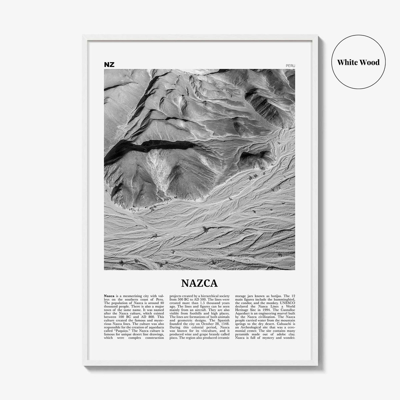 Nazca Print Black and White, Nazca Wall Art, Nazca Poster, Nazca Photo, Nazca Wall Décor, Peru