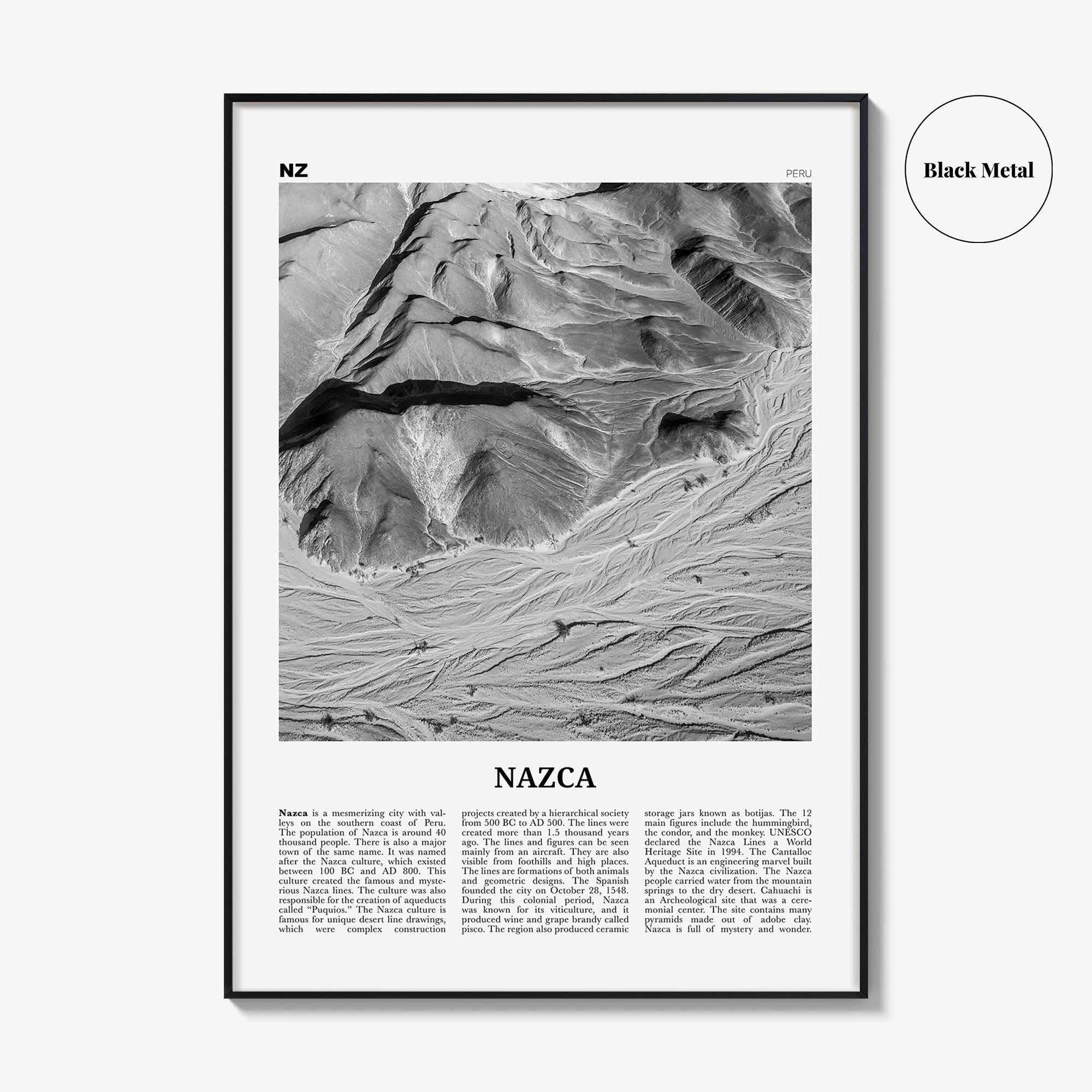 Nazca Print Black and White, Nazca Wall Art, Nazca Poster, Nazca Photo, Nazca Wall Décor, Peru