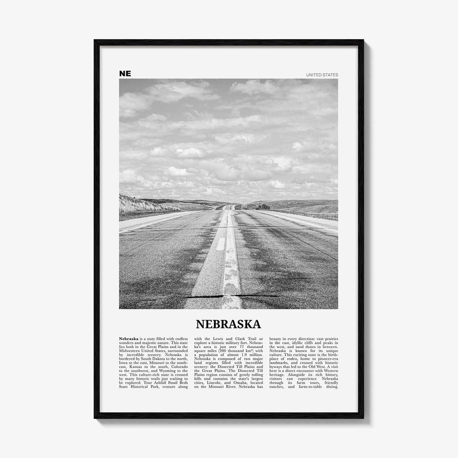 Nebraska Print Black and White No 1, Nebraska Wall Art, Nebraska Poster, Nebraska Photo, Nebraska Wall Decor, USA, United States