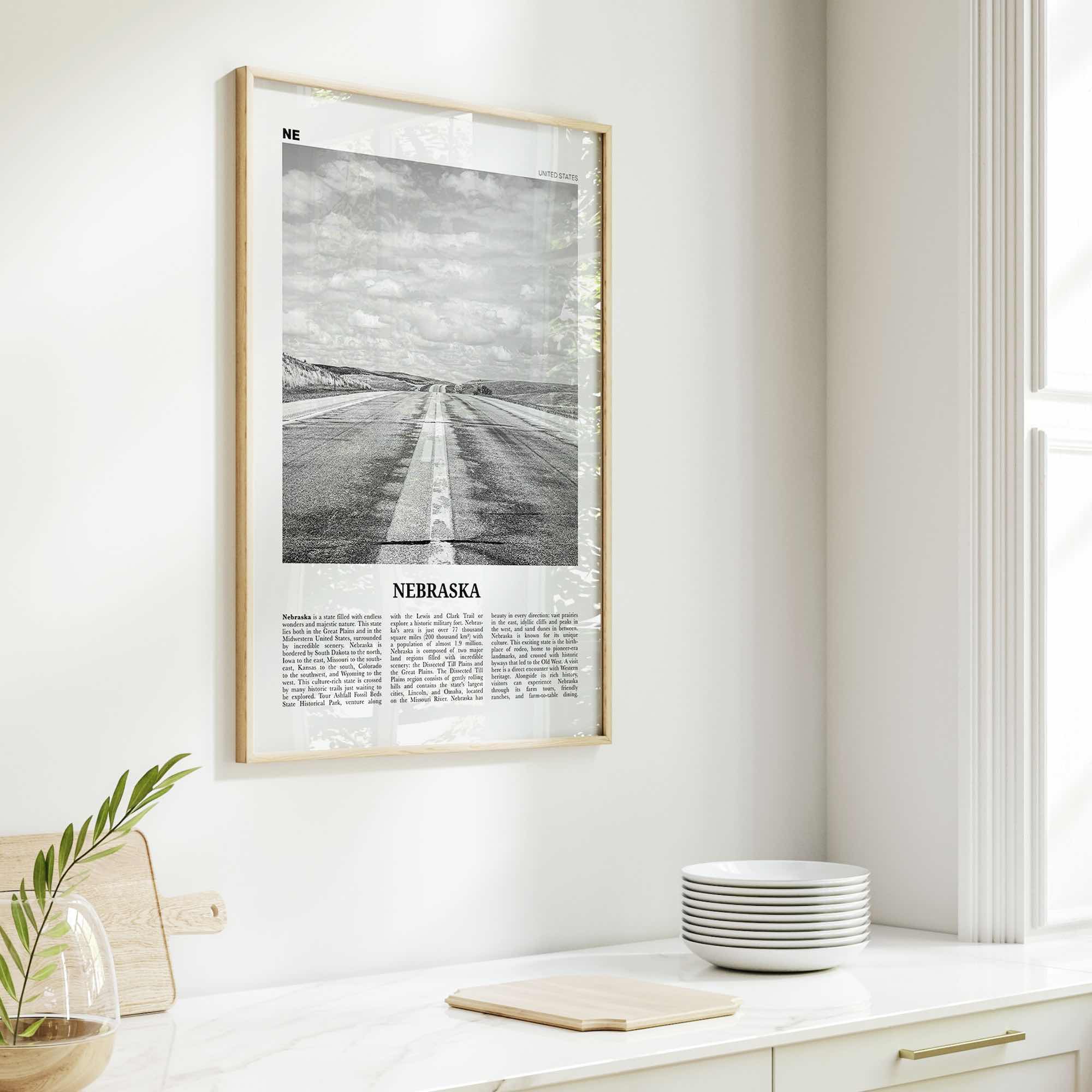 Nebraska Print Black and White No 1, Nebraska Wall Art, Nebraska Poster, Nebraska Photo, Nebraska Wall Decor, USA, United States