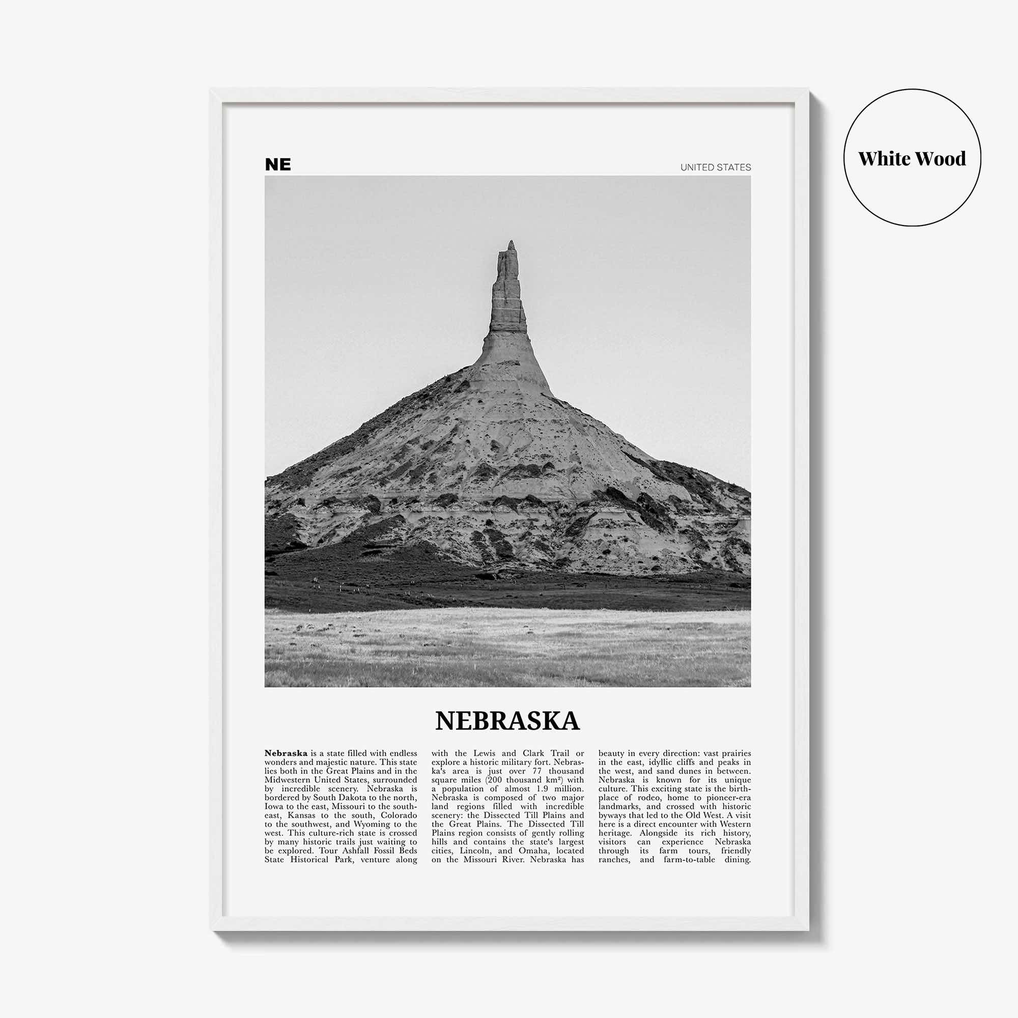 Nebraska Print Black and White No 2, Nebraska Wall Art, Nebraska Poster, Nebraska Photo, Nebraska Wall Décor, Nebraska Map