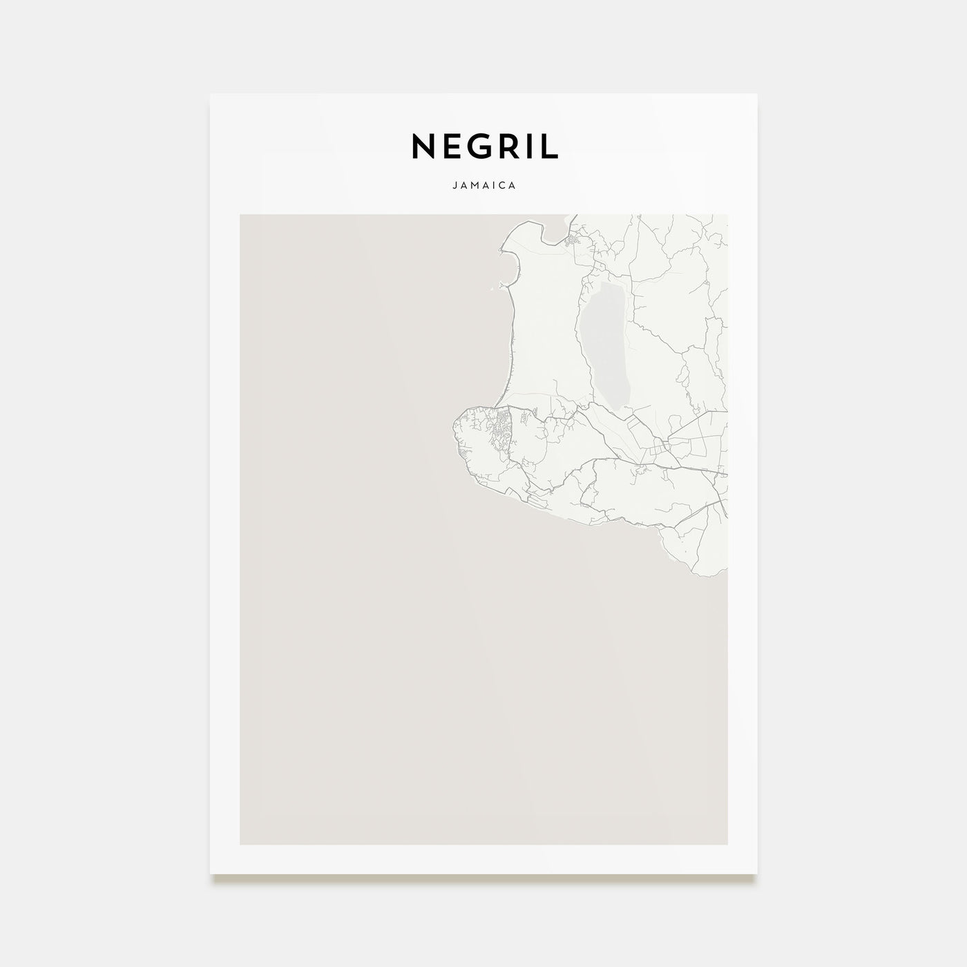 Negril Map Portrait Poster