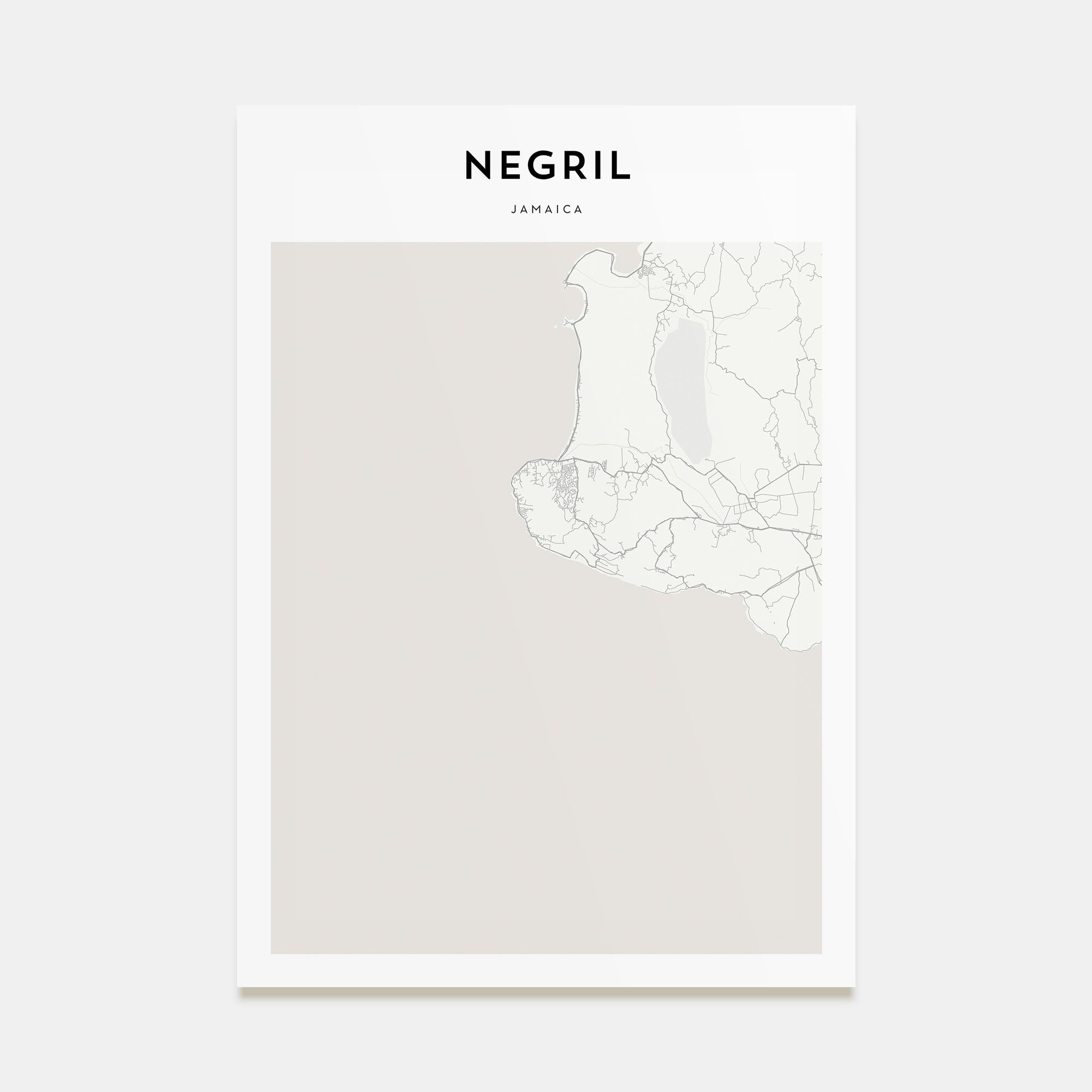 Negril Map Portrait Poster