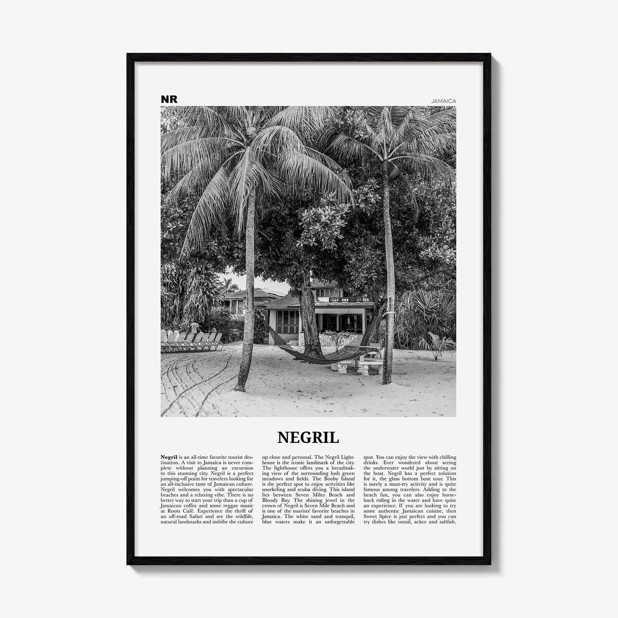 Negril Print Black and White, Negril Wall Art, Negril Poster, Negril Photo, Negril Décor, Jamaica, Jamaican parishes, Westmoreland, Hanover