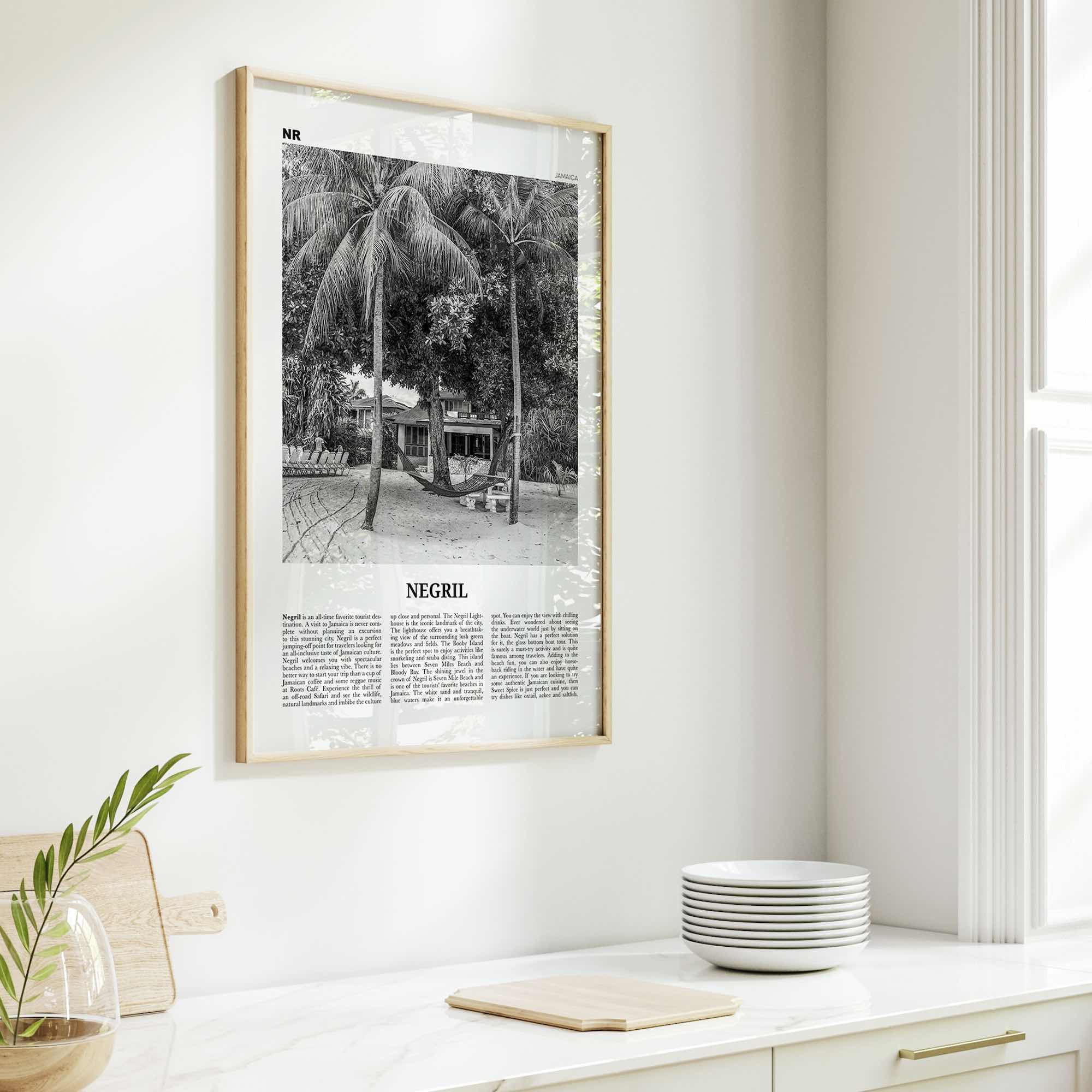 Negril Print Black and White, Negril Wall Art, Negril Poster, Negril Photo, Negril Décor, Jamaica, Jamaican parishes, Westmoreland, Hanover