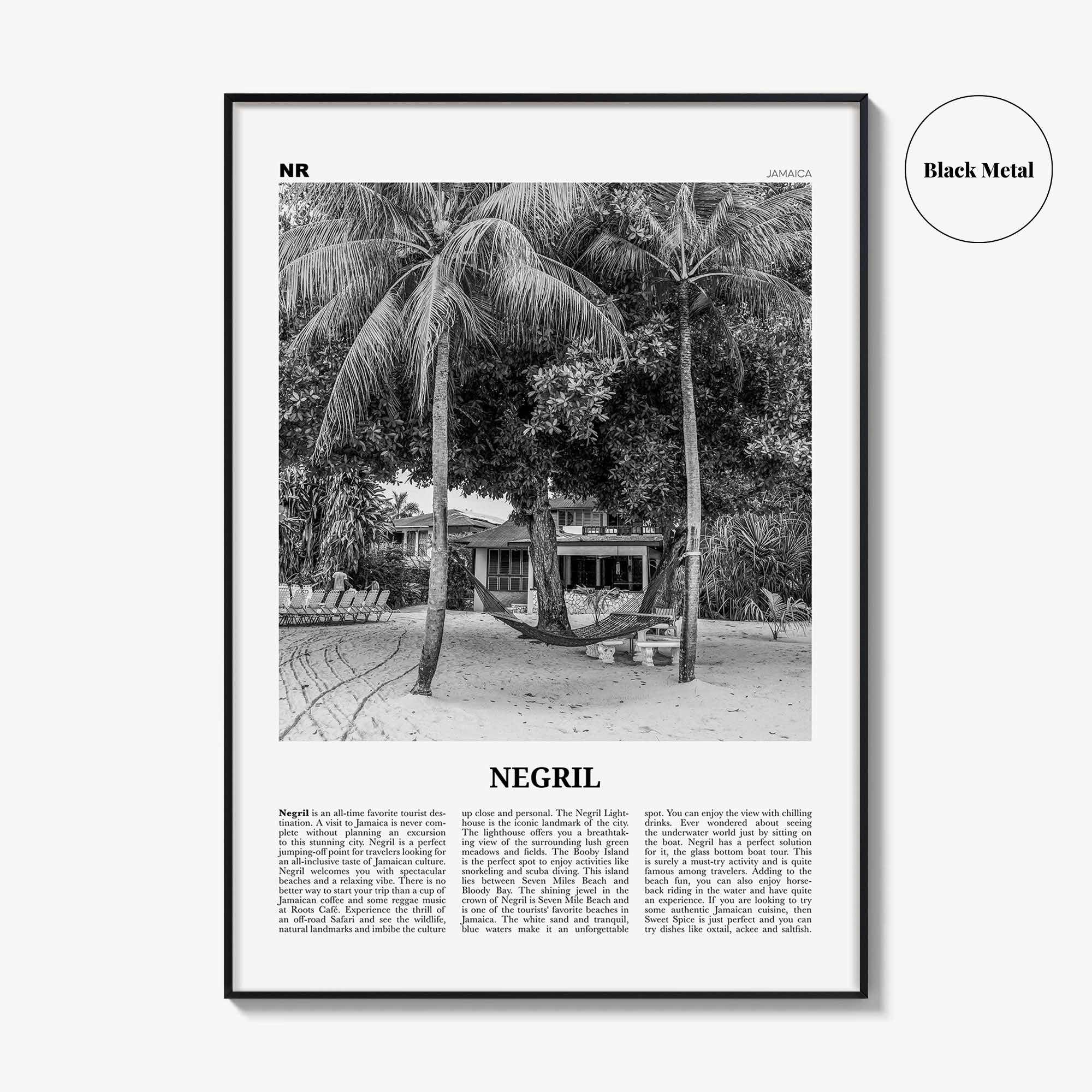 Negril Print Black and White, Negril Wall Art, Negril Poster, Negril Photo, Negril Décor, Jamaica, Jamaican parishes, Westmoreland, Hanover
