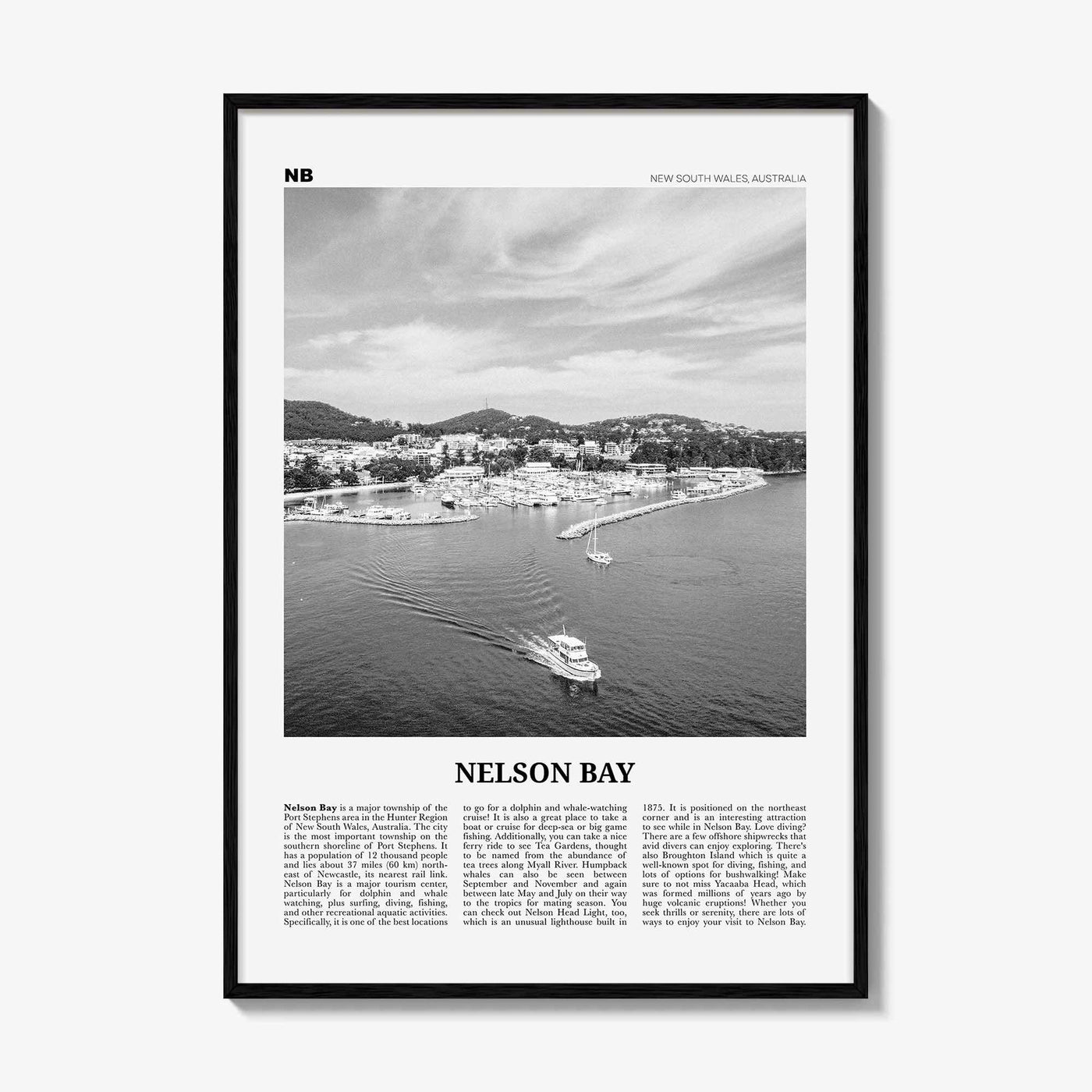Nelson Bay Print Black and White, Nelson Bay Wall Art, Nelson Bay Poster, Nelson Bay Photo, Nelson Bay Décor, New South Wales, Australia