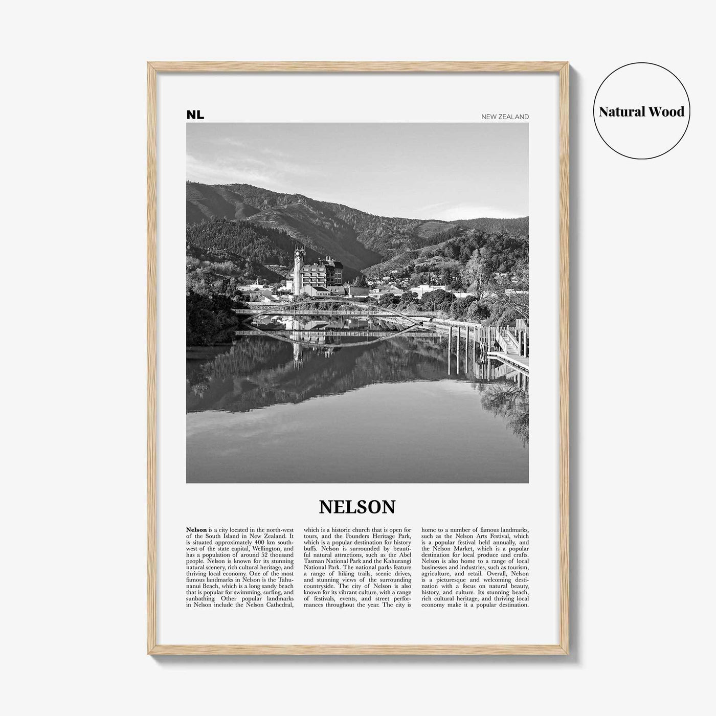Nelson Print Black and White, Nelson Wall Art, Nelson Poster, Nelson Photo, Nelson Wall Décor, Nelson Map, New Zealand