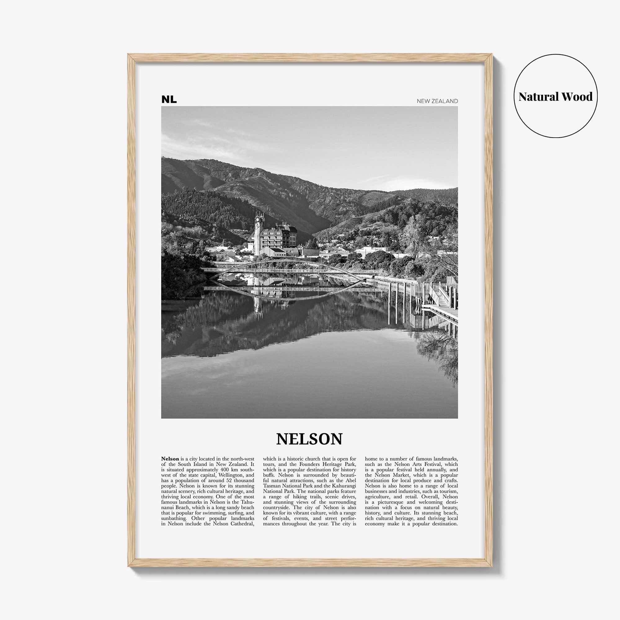 Nelson Print Black and White, Nelson Wall Art, Nelson Poster, Nelson Photo, Nelson Wall Décor, Nelson Map, New Zealand