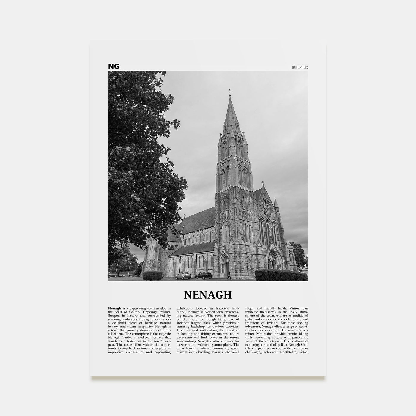 Nenagh Travel B&W Poster