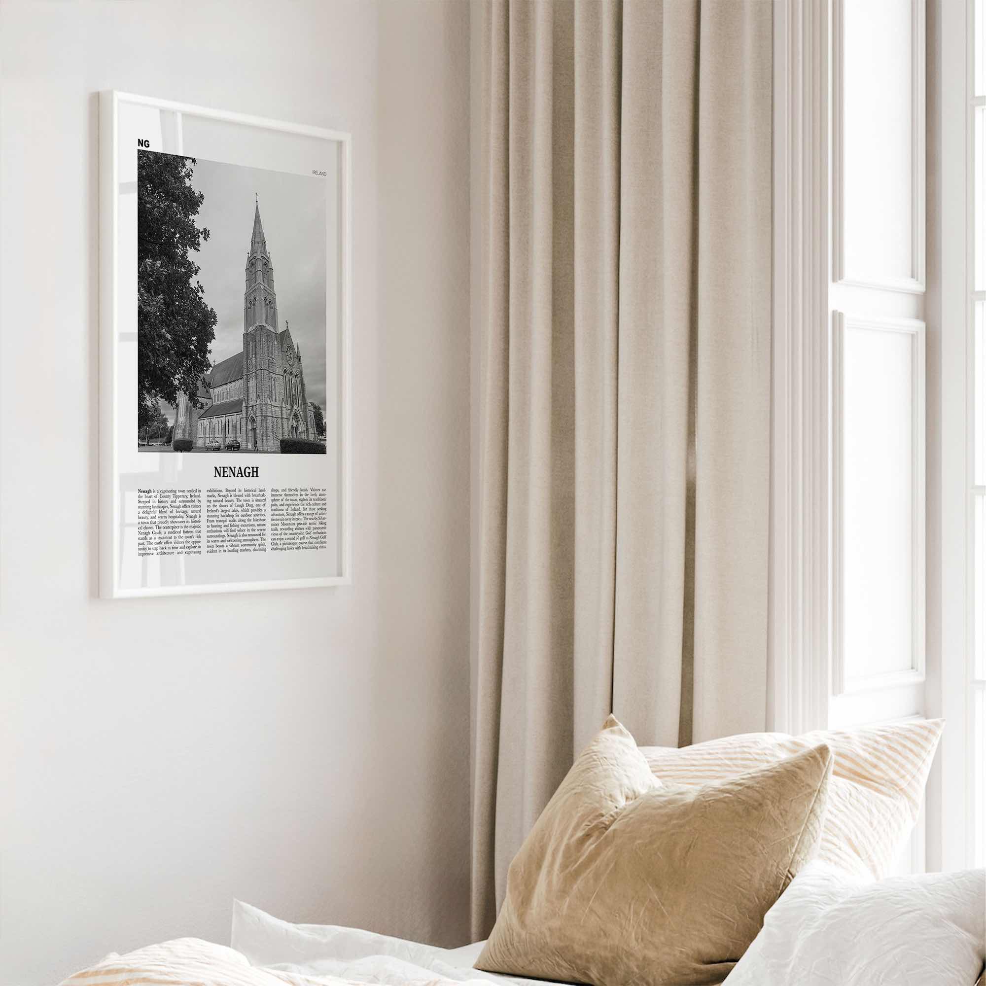 Nenagh Print Black and White, Nenagh Wall Art, Nenagh Poster, Nenagh Photo, Nenagh Wall Décor, Nenagh Map, Ireland