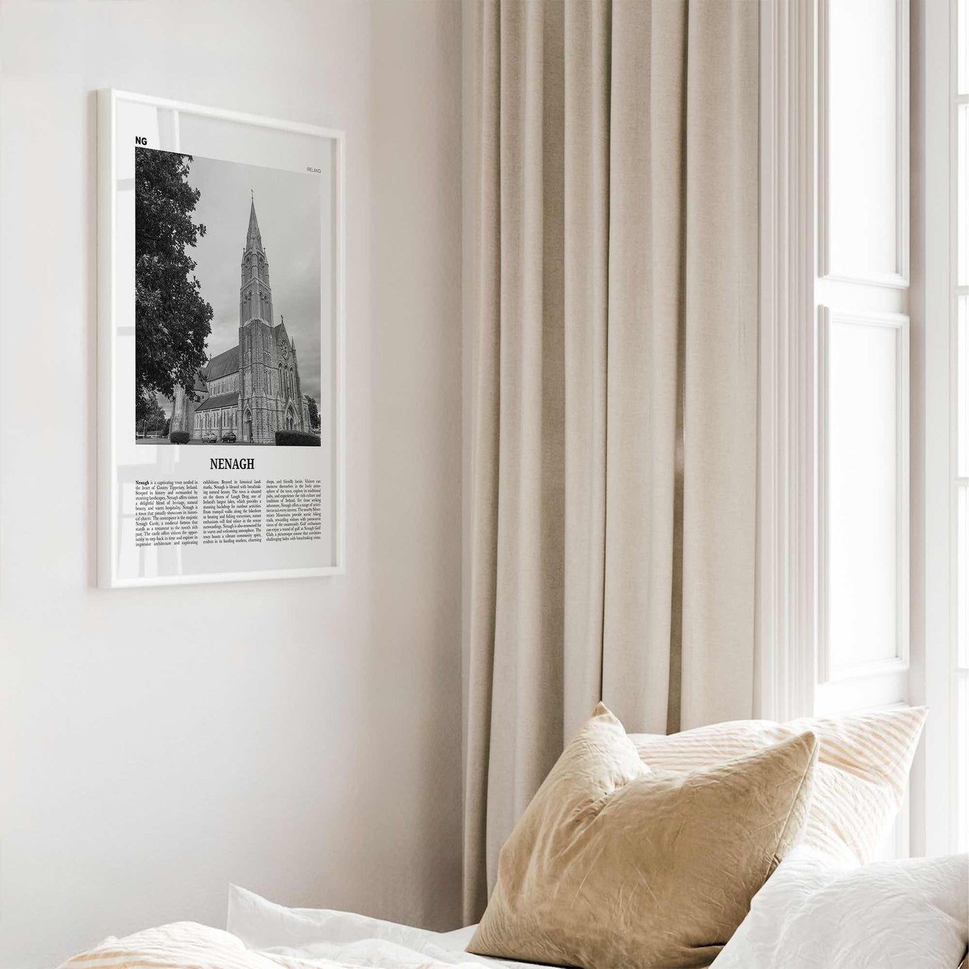 Nenagh Print Black and White, Nenagh Wall Art, Nenagh Poster, Nenagh Photo, Nenagh Wall Décor, Nenagh Map, Ireland