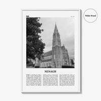 Nenagh Print Black and White, Nenagh Wall Art, Nenagh Poster, Nenagh Photo, Nenagh Wall Décor, Nenagh Map, Ireland