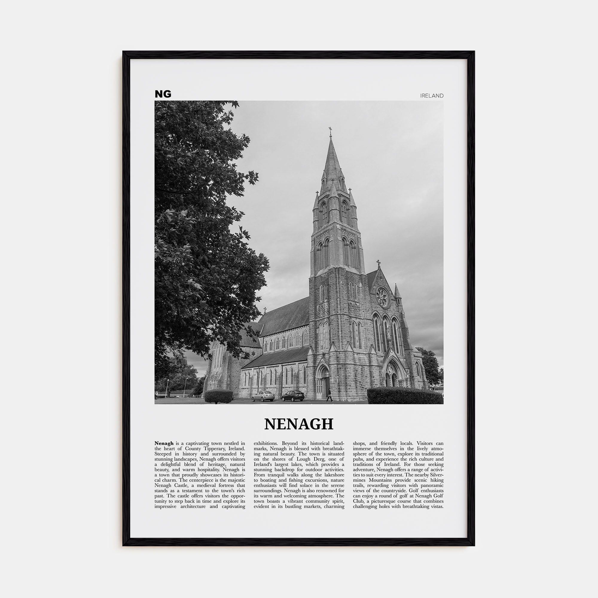 Nenagh Travel B&W Poster
