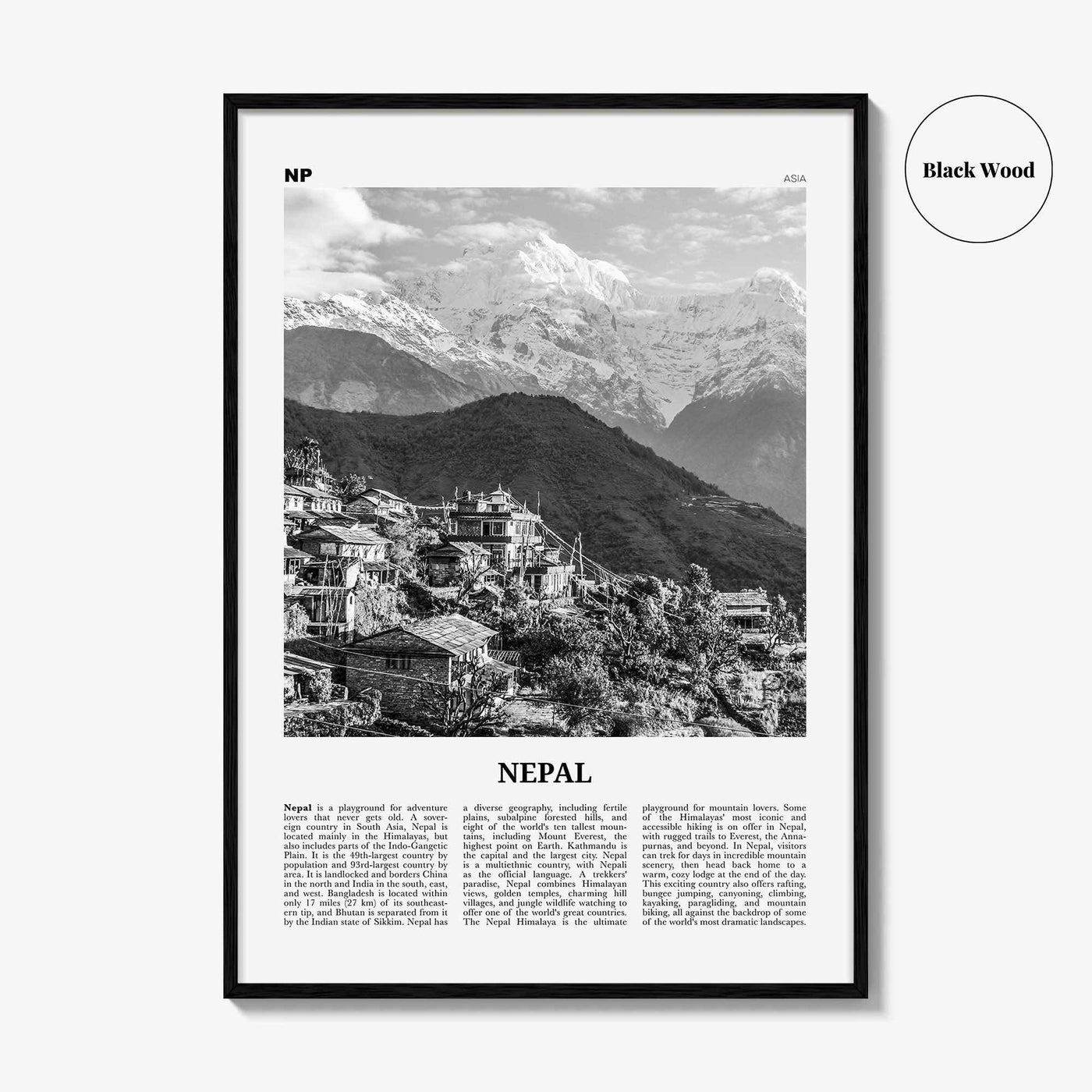 Nepal Print Black and White No 1, Nepal Wall Art, Nepal Poster, Nepal Photo, Nepal Wall Decor, Country Art Print, Kathmandu, Nepāl, Asia