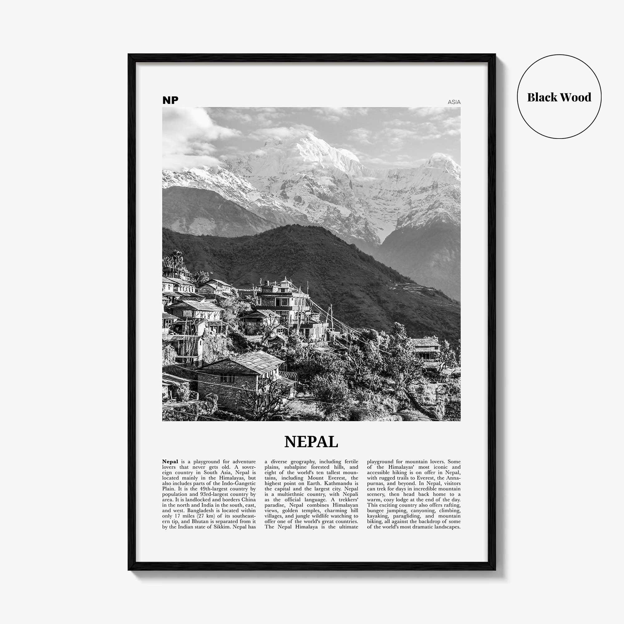 Nepal Print Black and White No 1, Nepal Wall Art, Nepal Poster, Nepal Photo, Nepal Wall Decor, Country Art Print, Kathmandu, Nepāl, Asia
