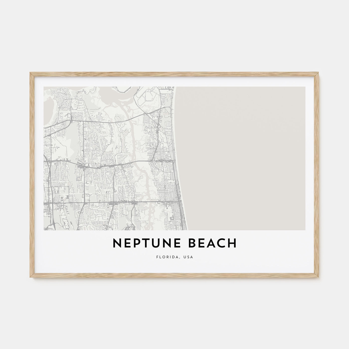 Neptune Beach Map Landscape Poster