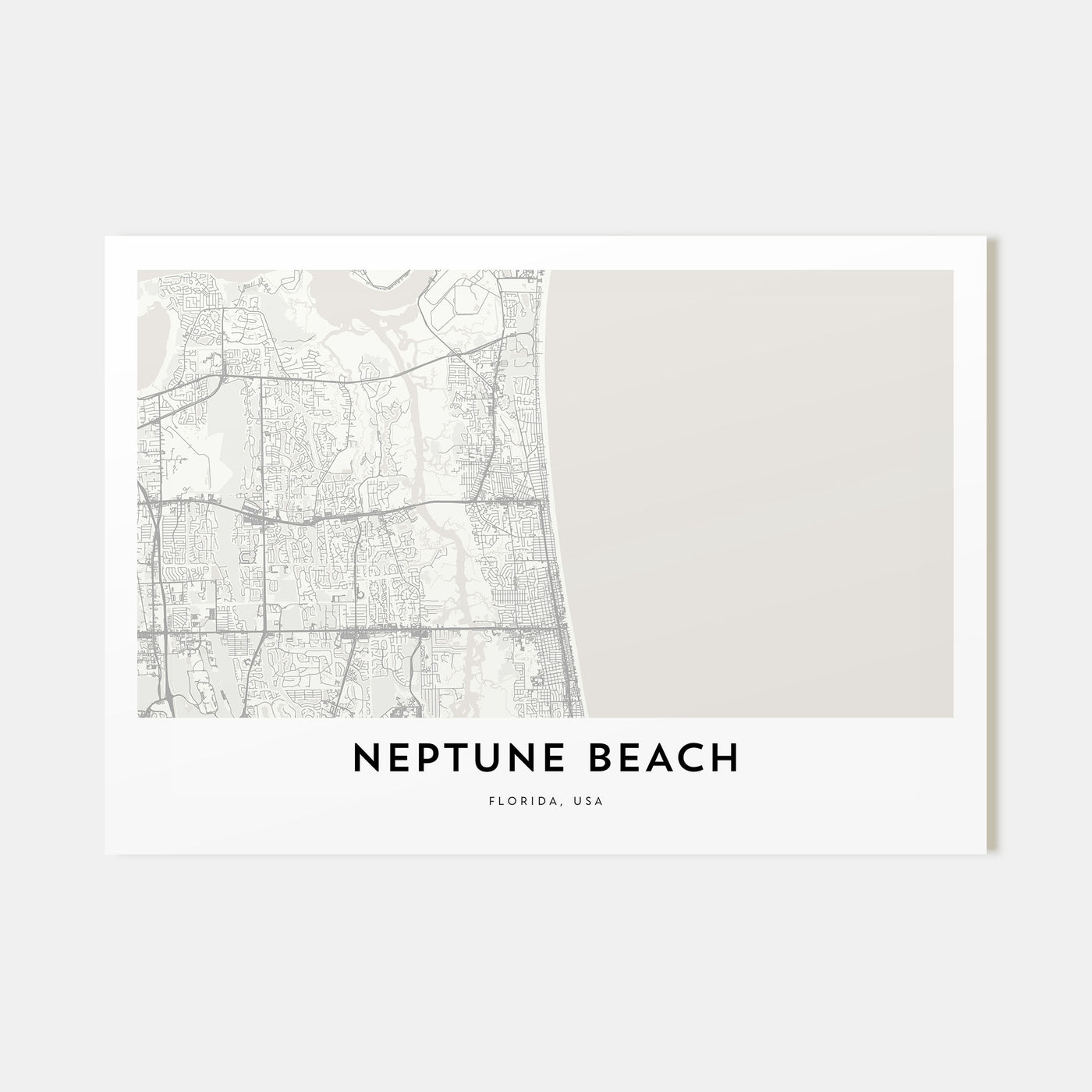Neptune Beach Map Landscape Poster