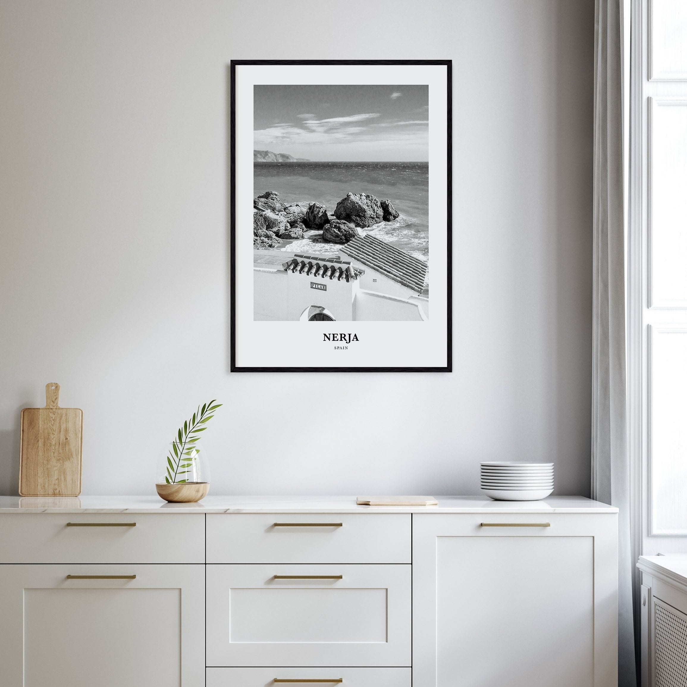 Nerja Portrait B&W Poster