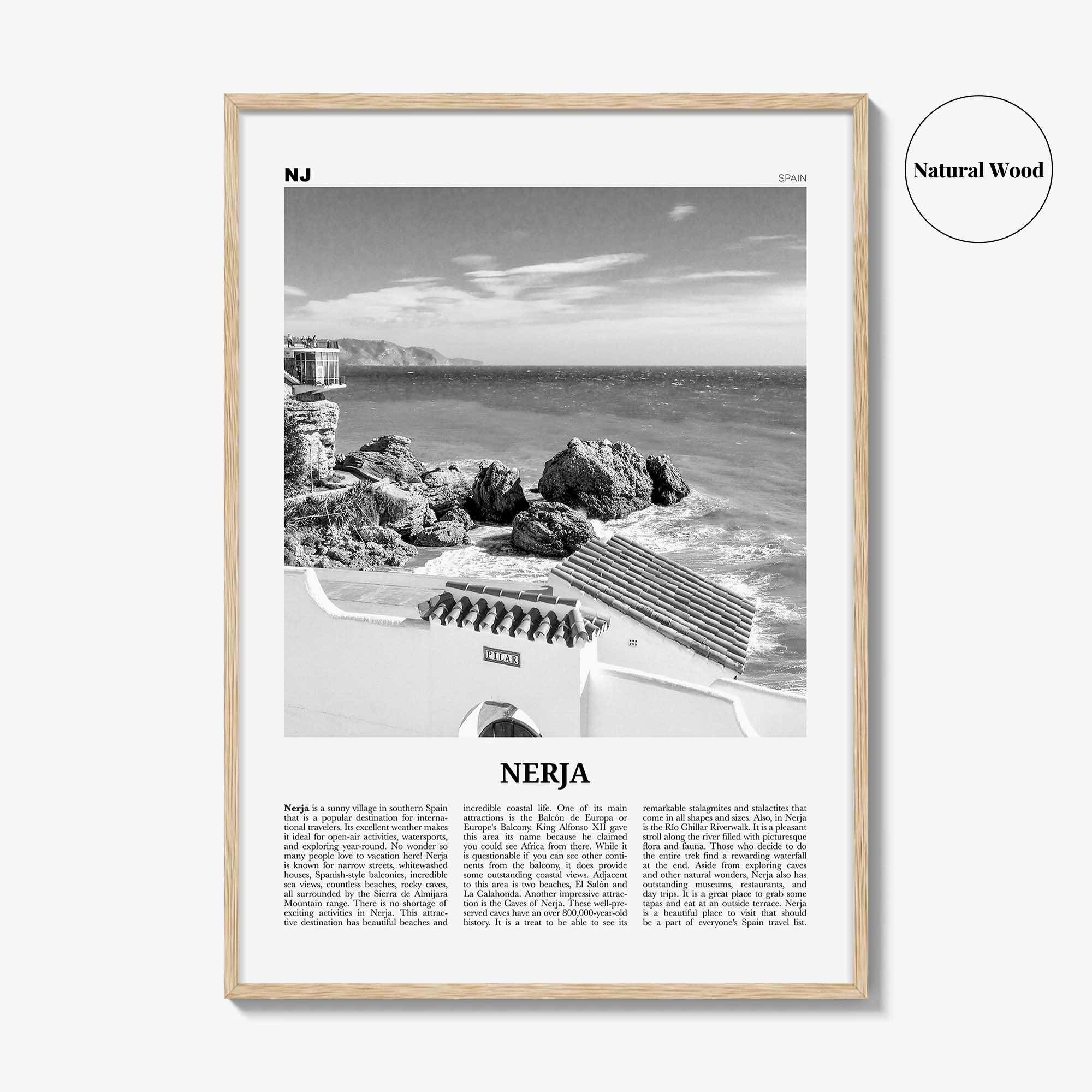 Nerja Print Black and White, Nerja Wall Art, Nerja Poster, Nerja Photo, Nerja Wall Décor, Costa del Sol, Malaga, Spain, Andalusia, España
