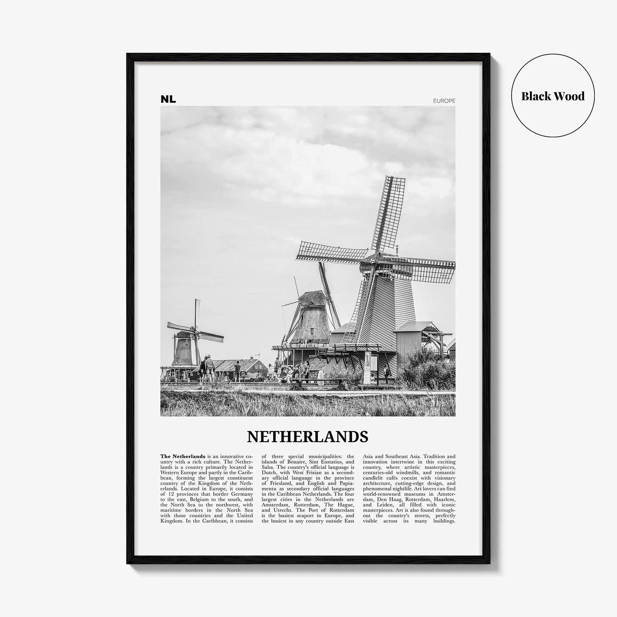 Netherlands Print Black and White, Netherlands Wall Art, Netherlands Poster, Netherlands Photo, Nederland, Holland, Amsterdam, Europe